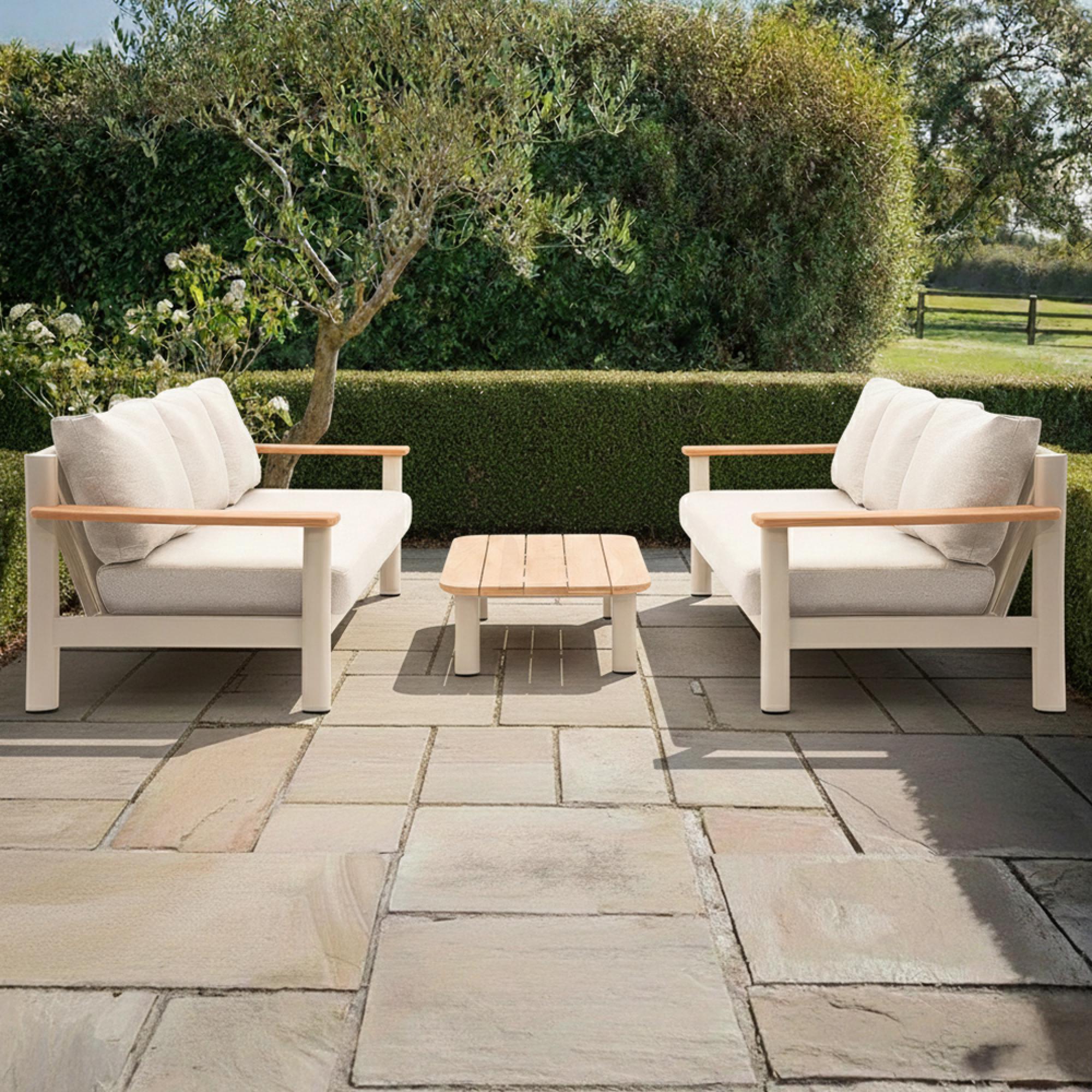 Sicily Garden Sofa Set - 6 Seater Sofas - Latte