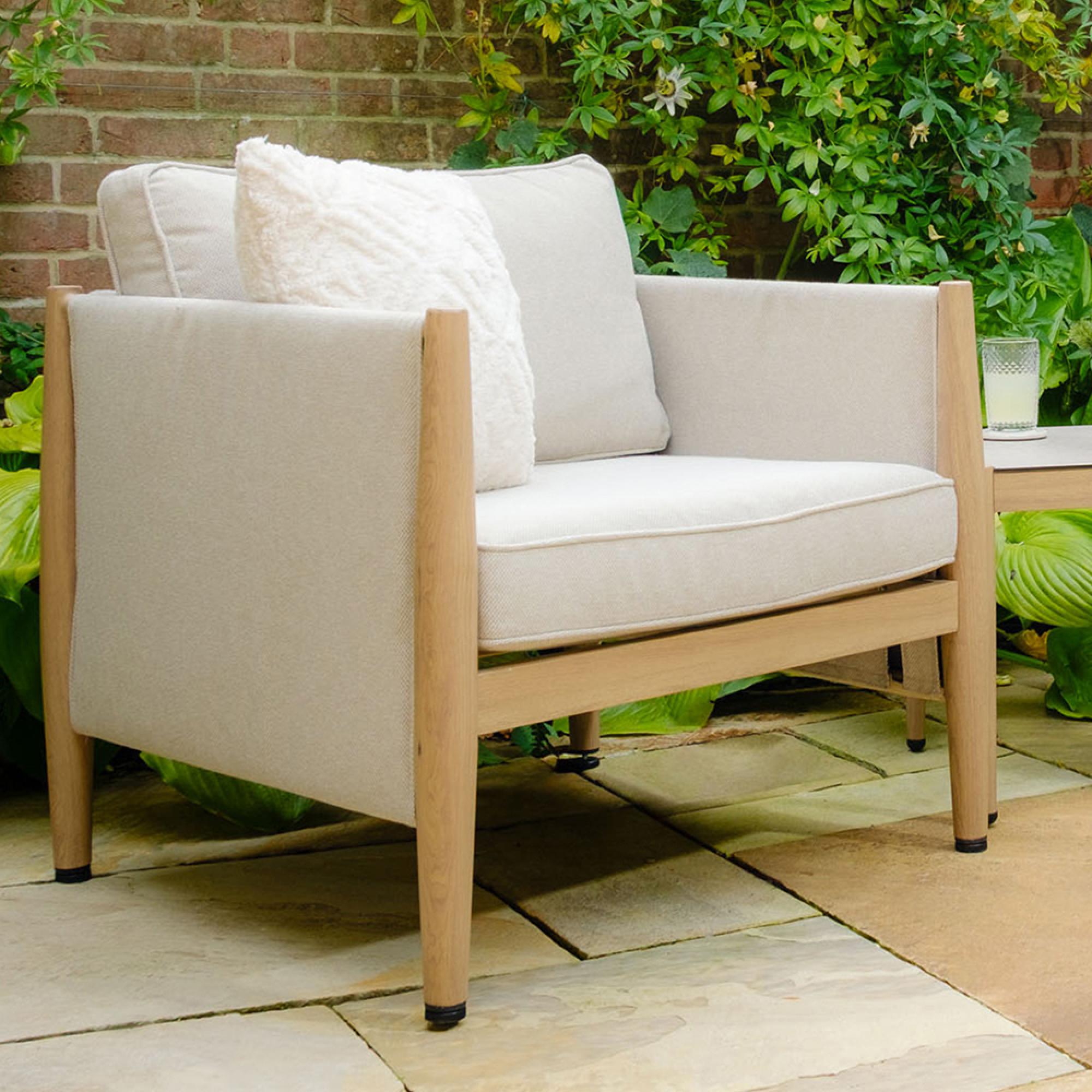 Burford Garden Lounge Armchair - Almond