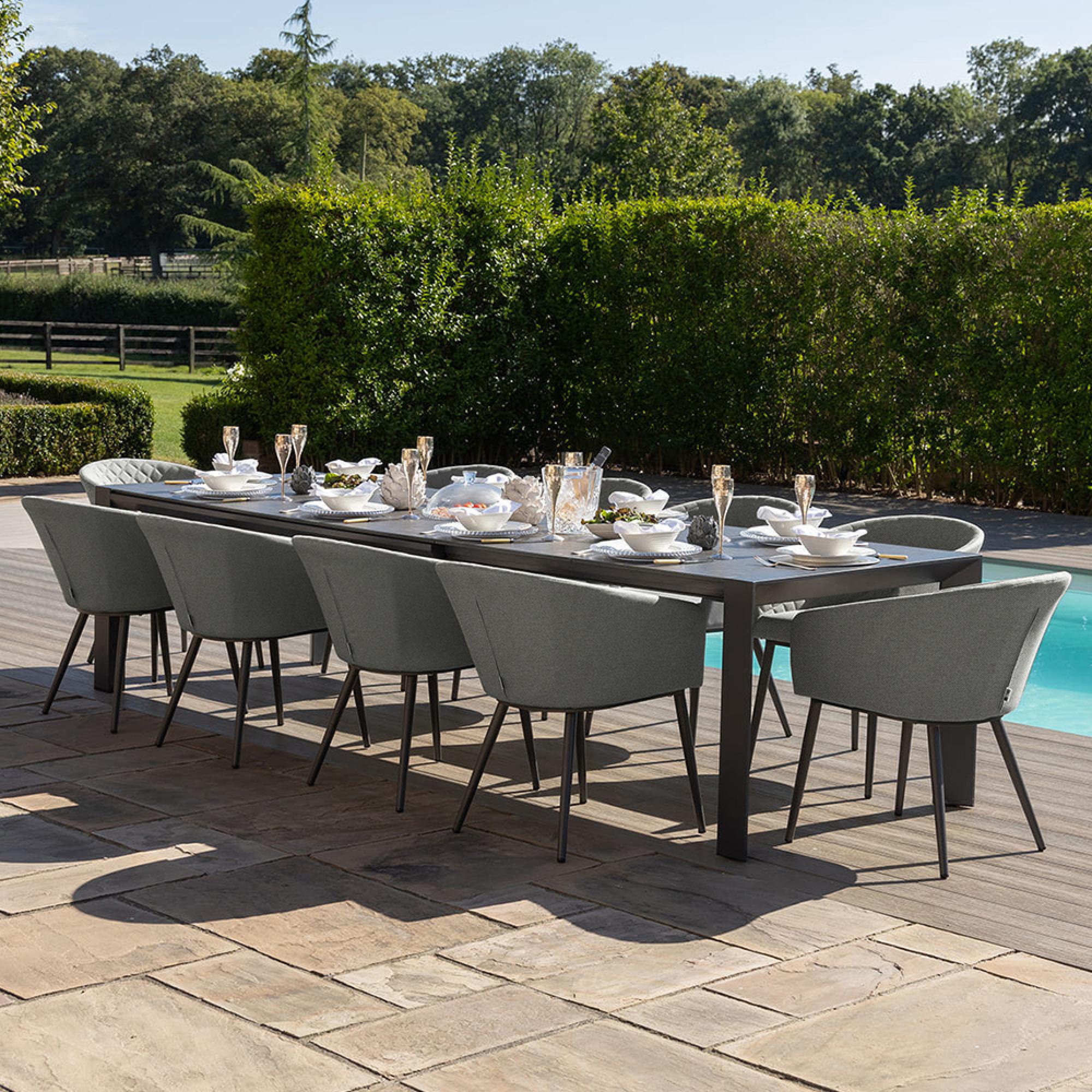 Ambition Garden Extending Dining Set - 10 Seater - Ceramic Top - Zinc Grey