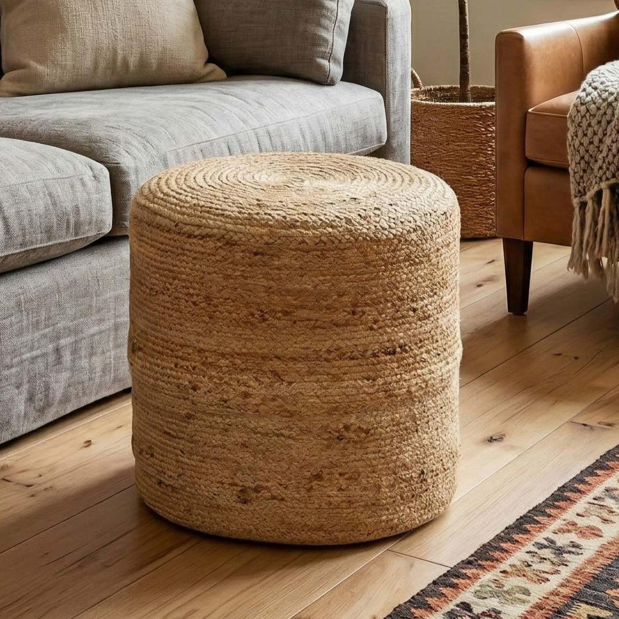 Cerney Jute Round Stool Natural