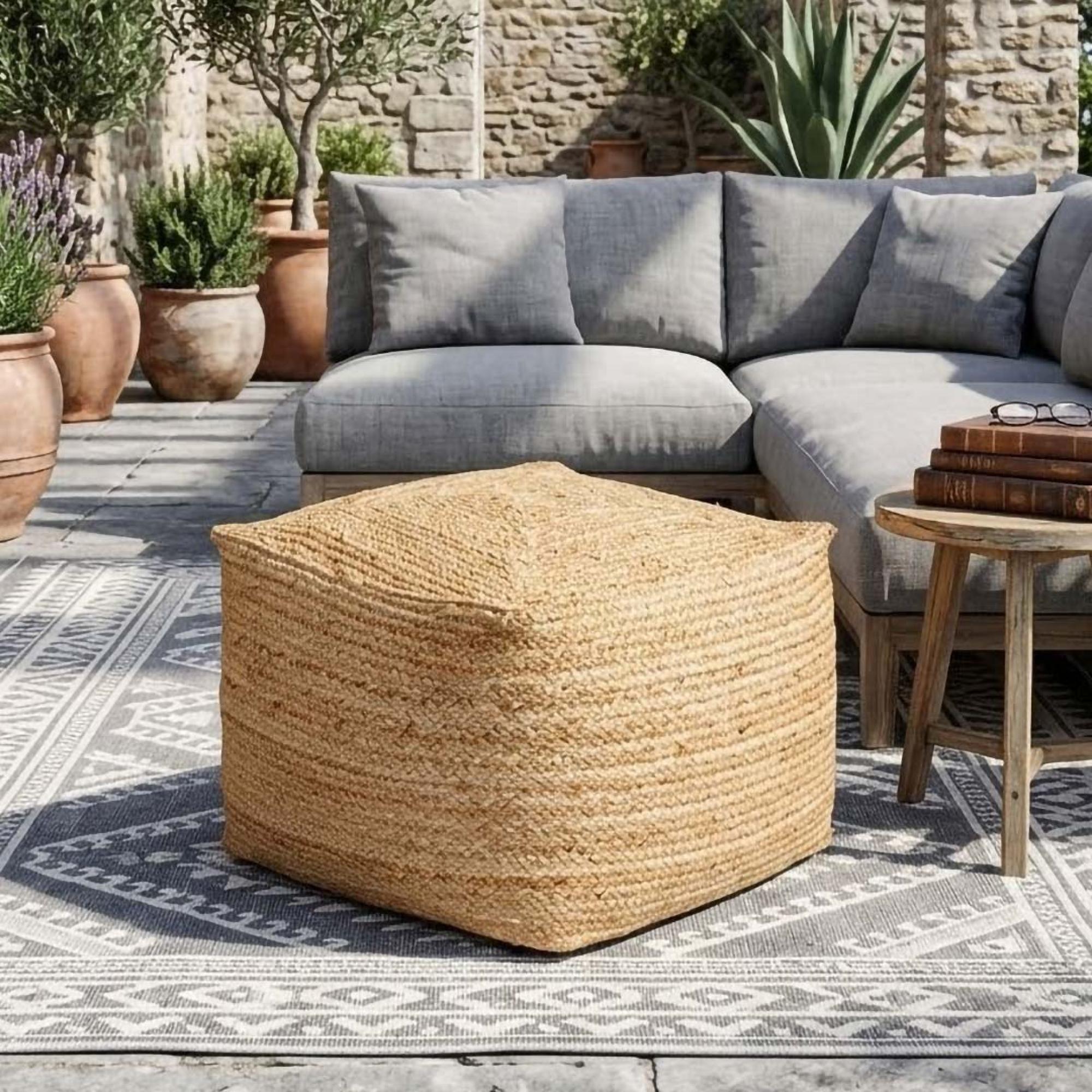 Cerney Jute Square Foot Stool Natural