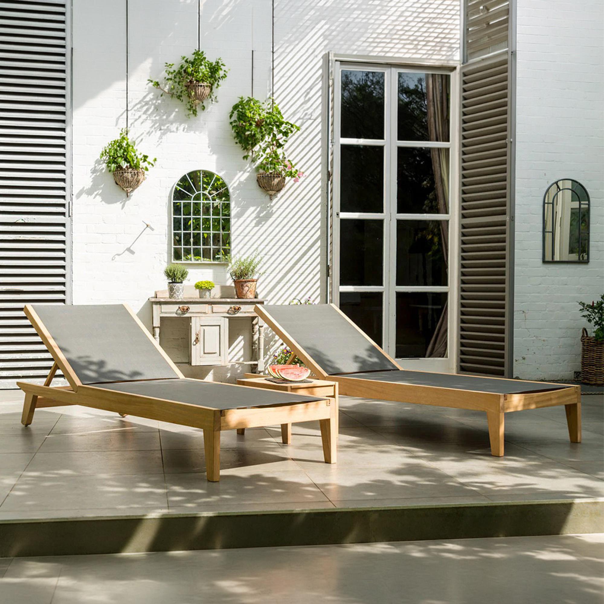 Roble Wood Garden Adjustable Sling Sunbed