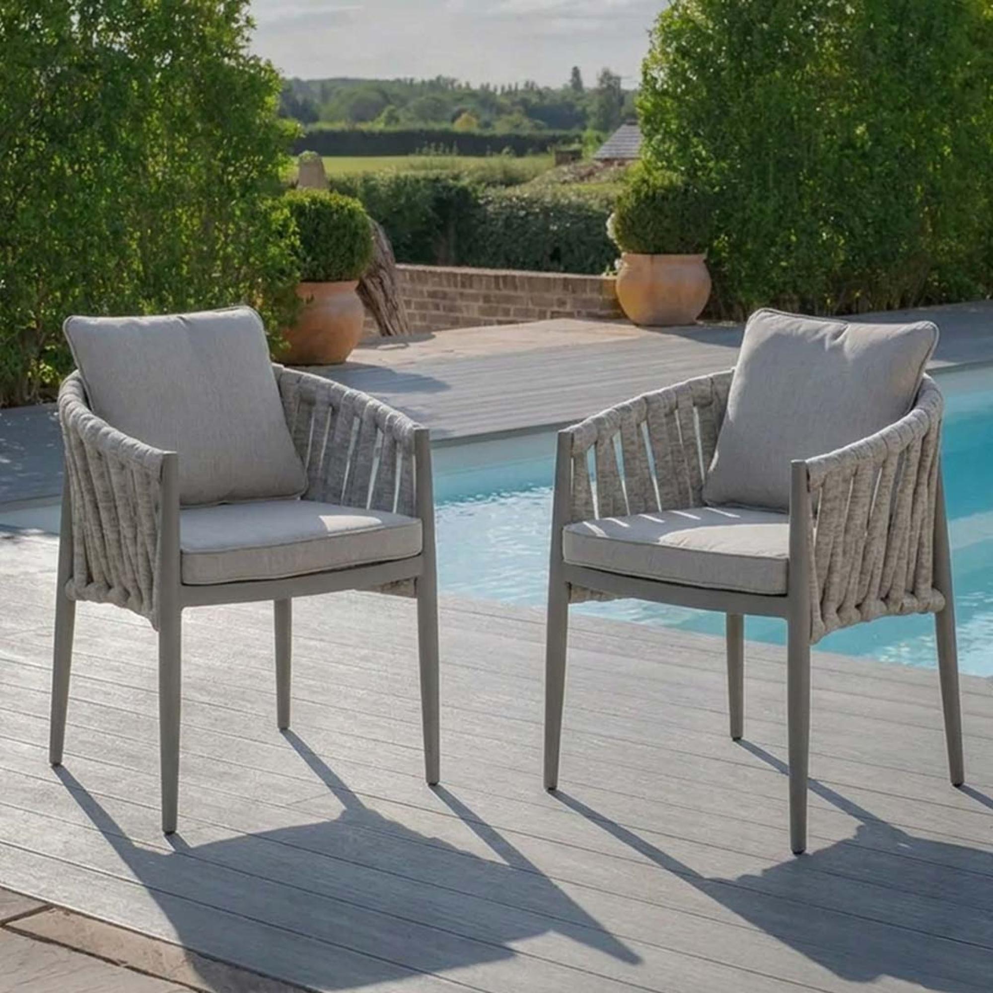 Milan Garden Dining Armchair - Set of 2 - Cool Linen