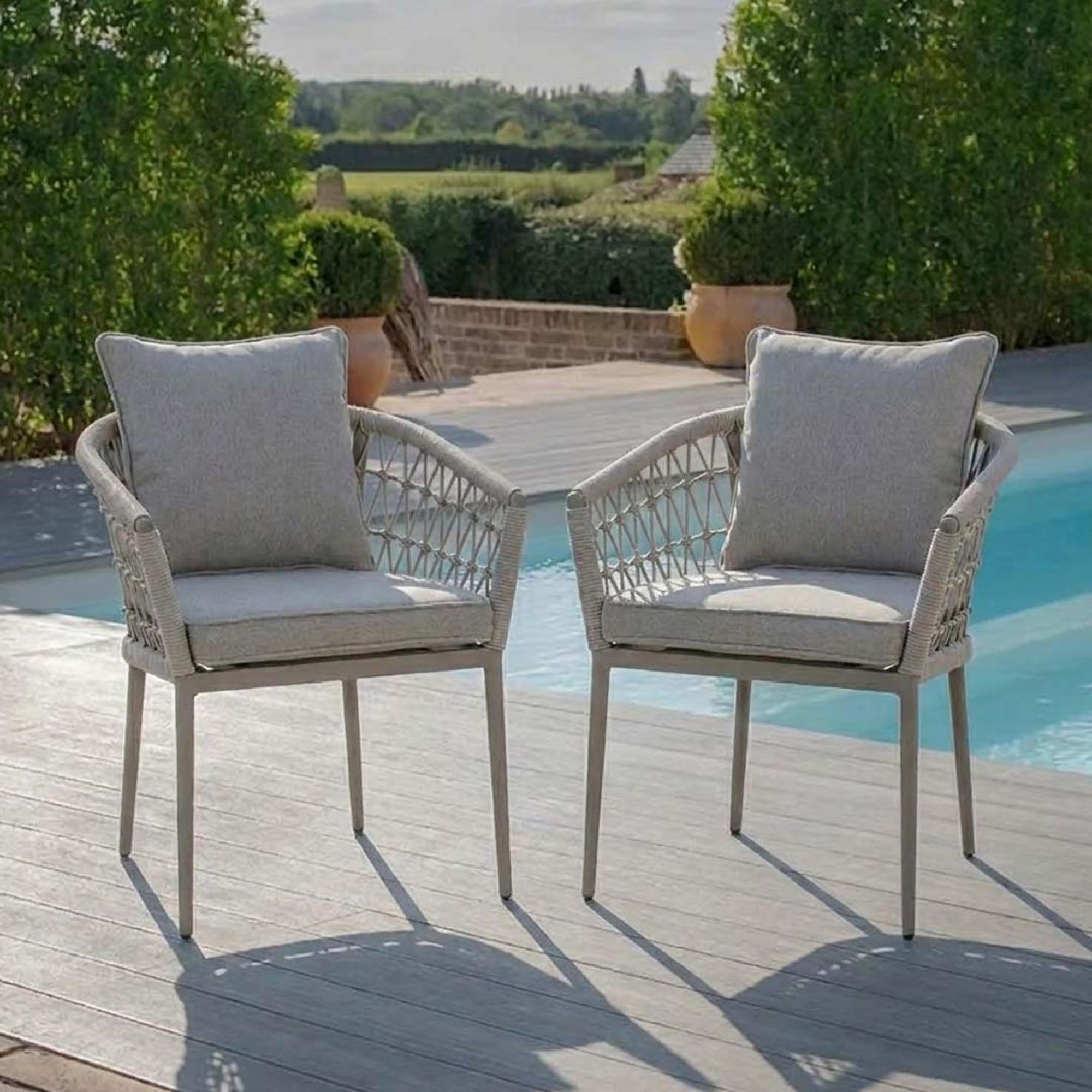 Monaco Garden Dining Armchair - Set of 2 - Cool Linen
