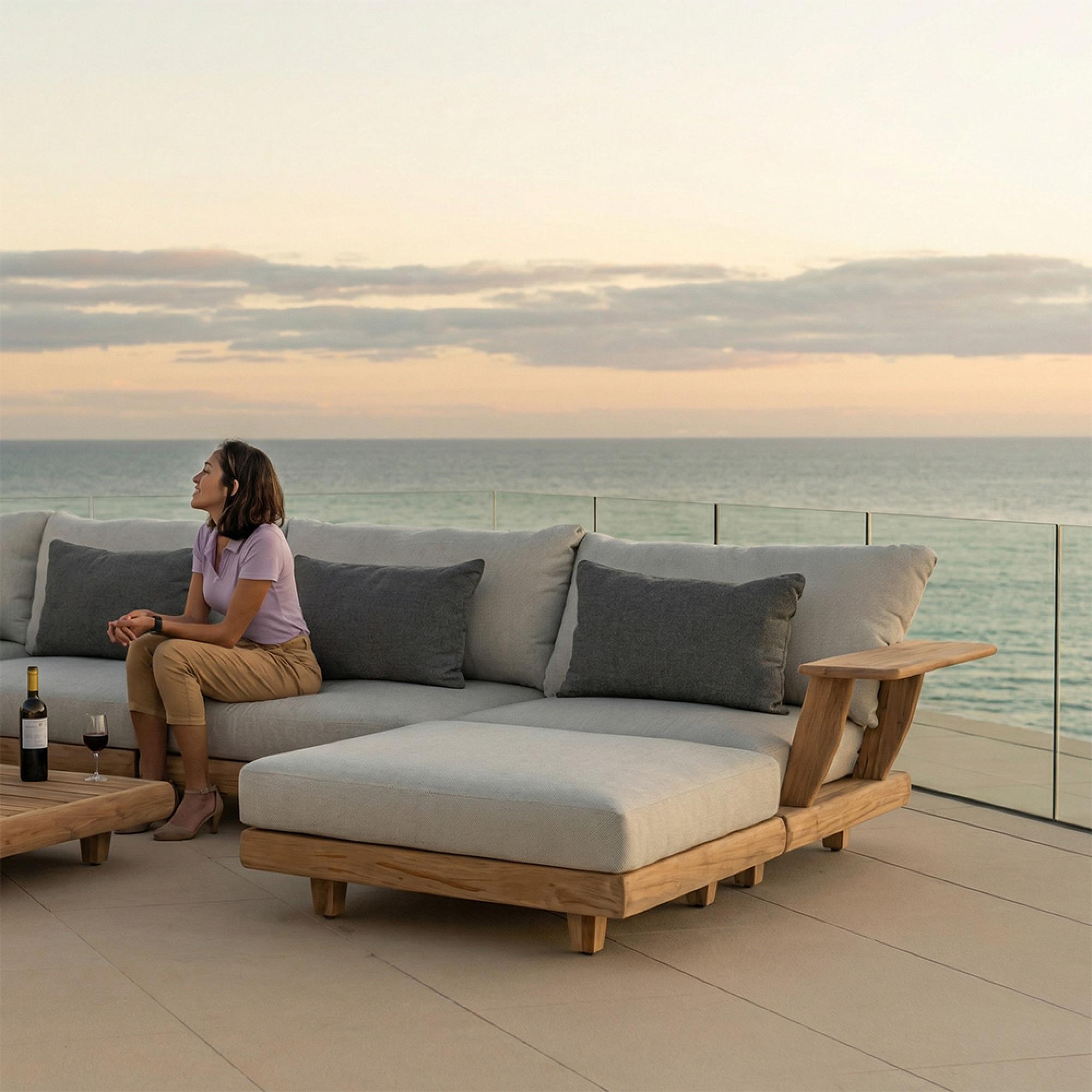 Sorrento Garden Ottoman Footstool - Teak Wood