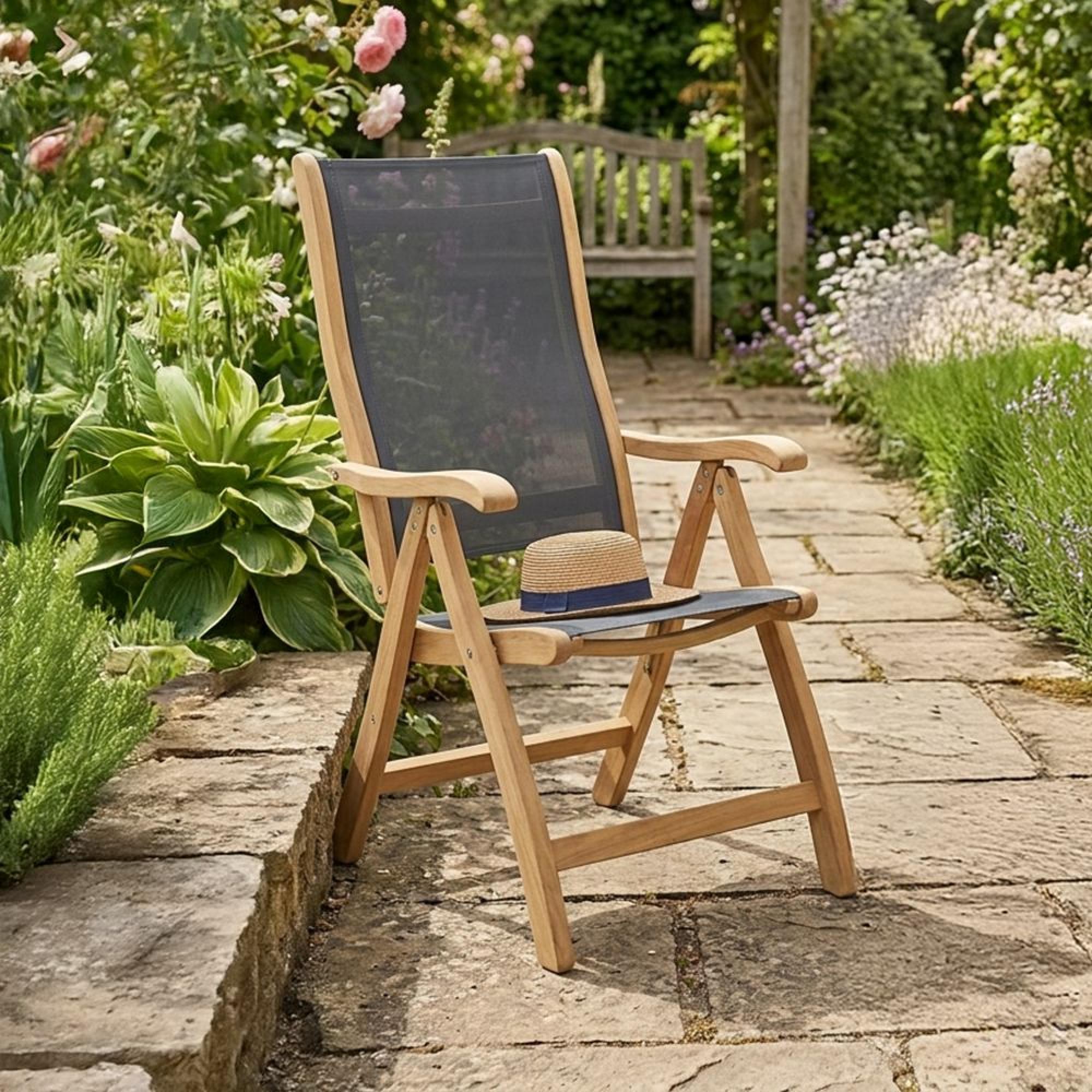 Roble Wood Garden Bengal Sling Recliner Dining Chair