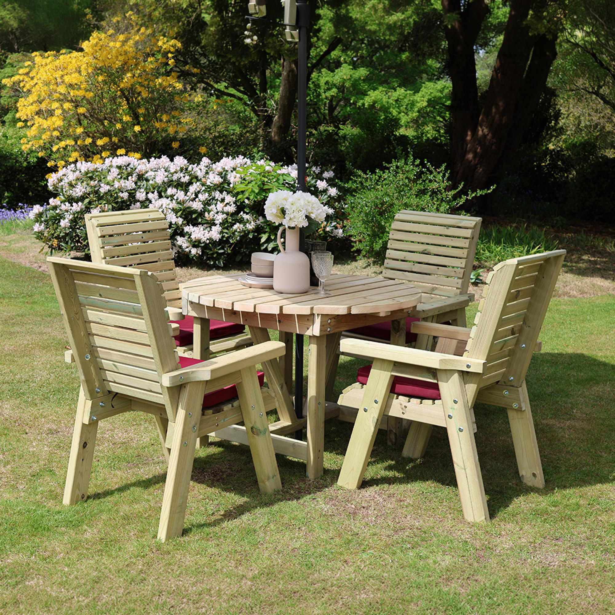 Ergo Garden Dining Set - 4 Seater - Round - Timber Wood