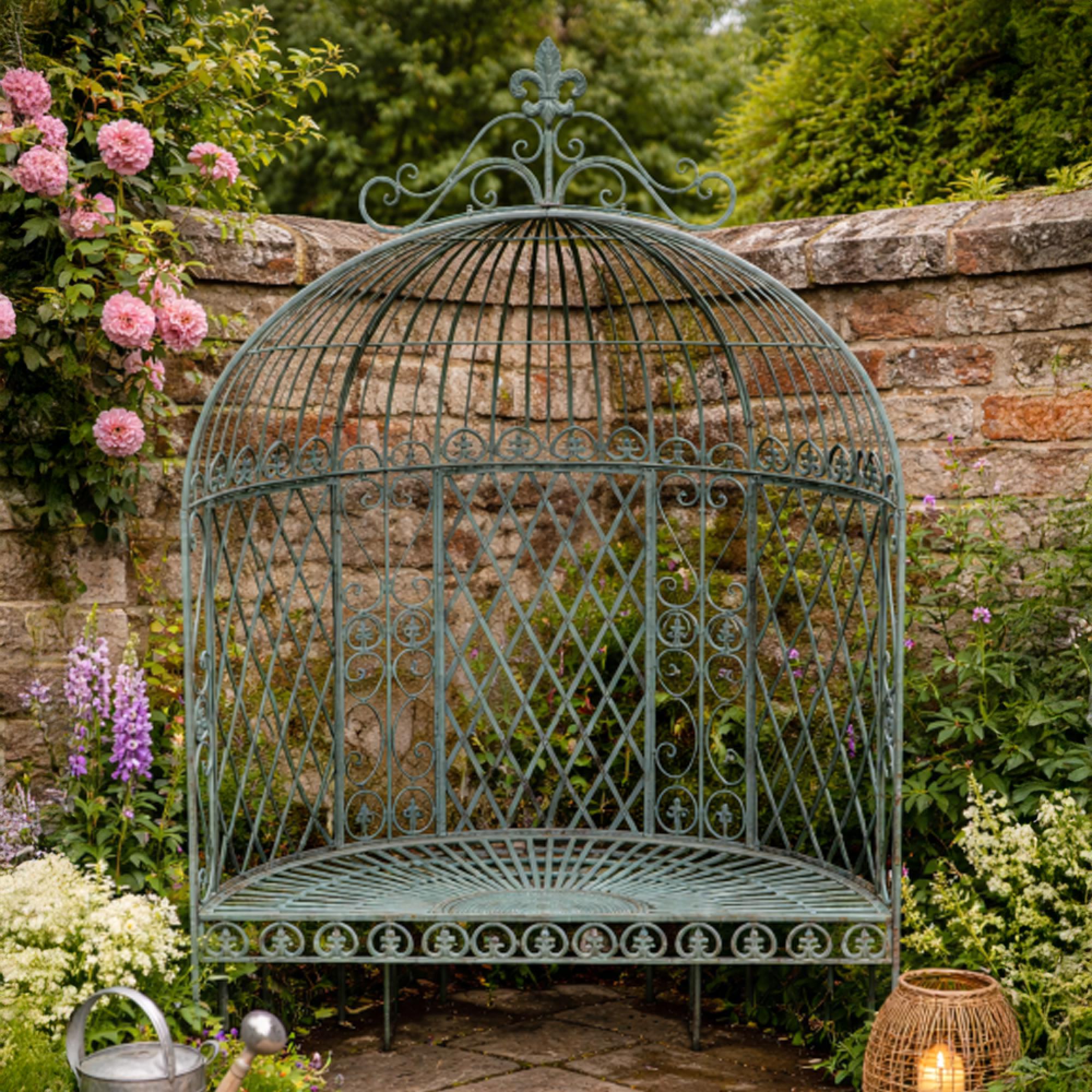 Annie Garden Bench - Arch - Green - Metal