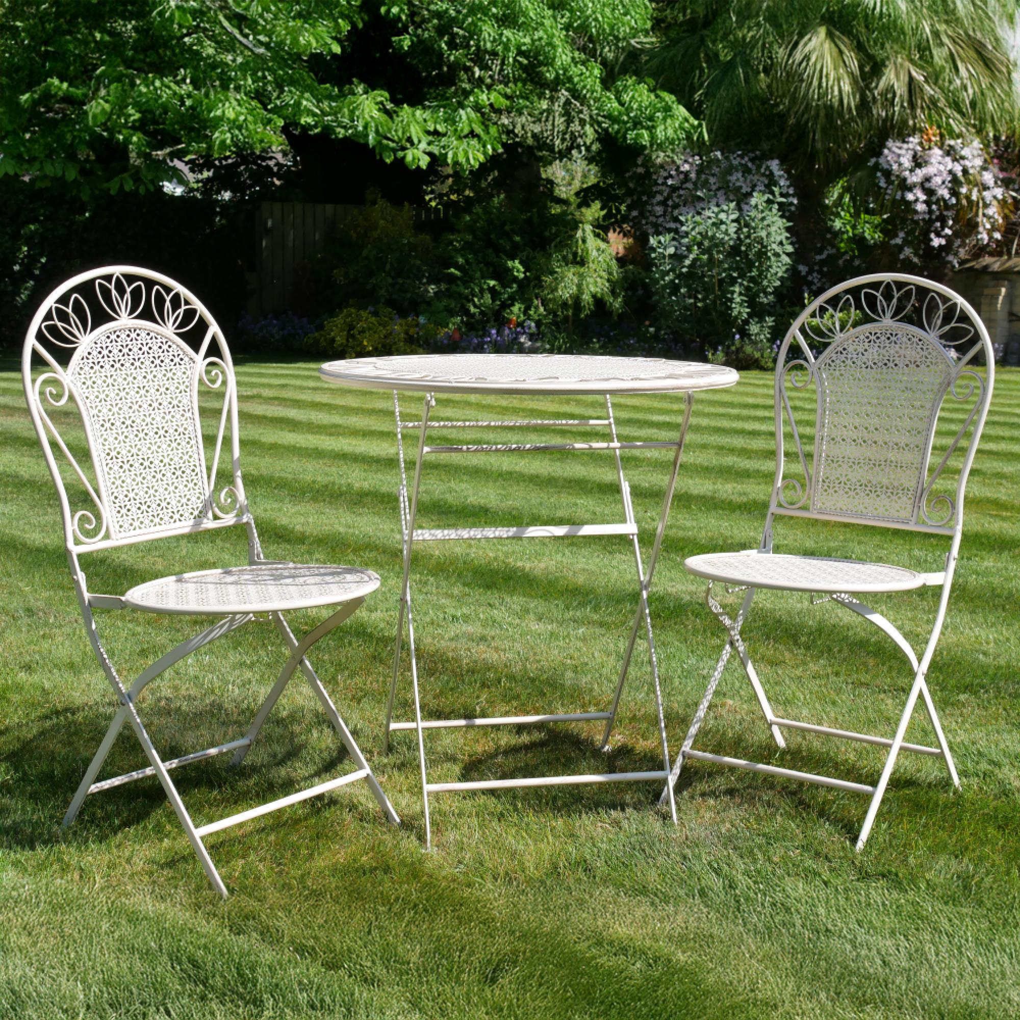 Portofino Garden Bistro Set - Round - White - Metal - 2 Chairs