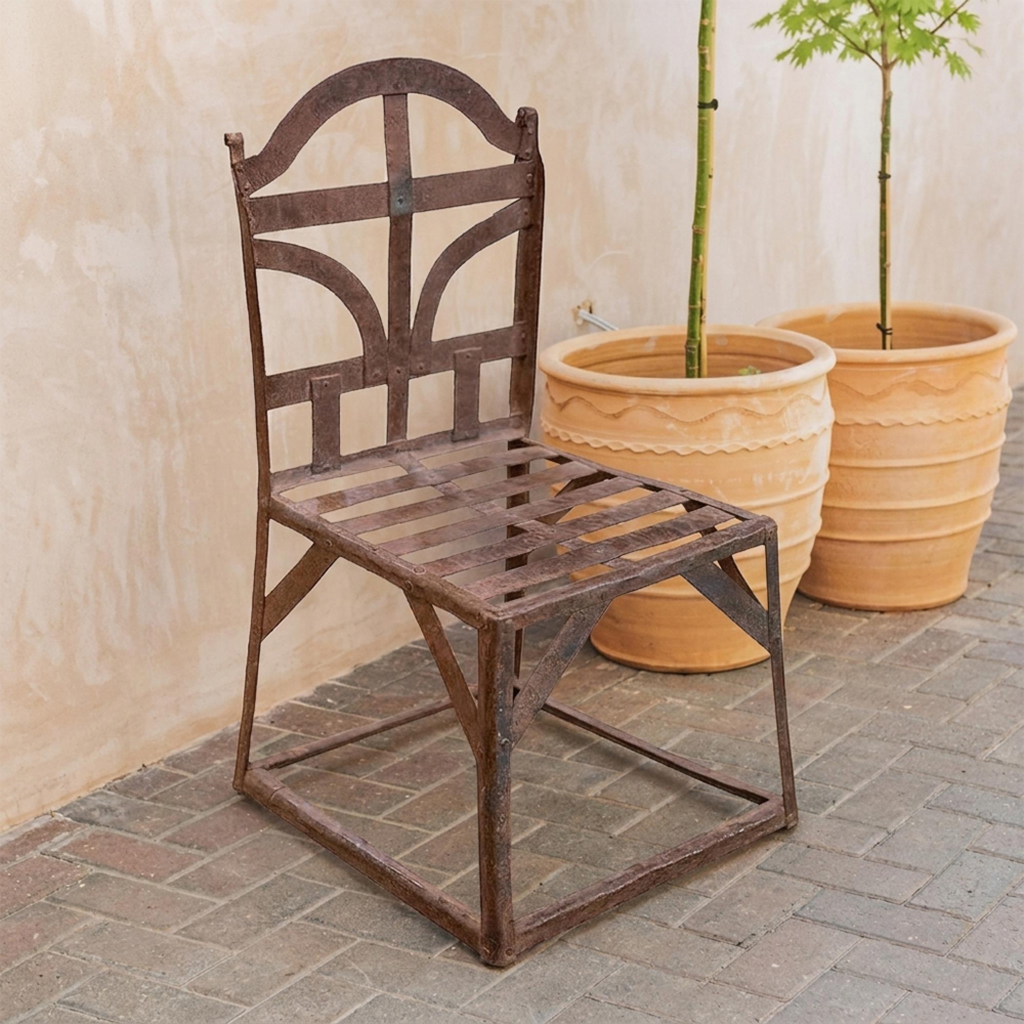 Industrial Outdoor Chair - Distressed Rust Effect - Metal