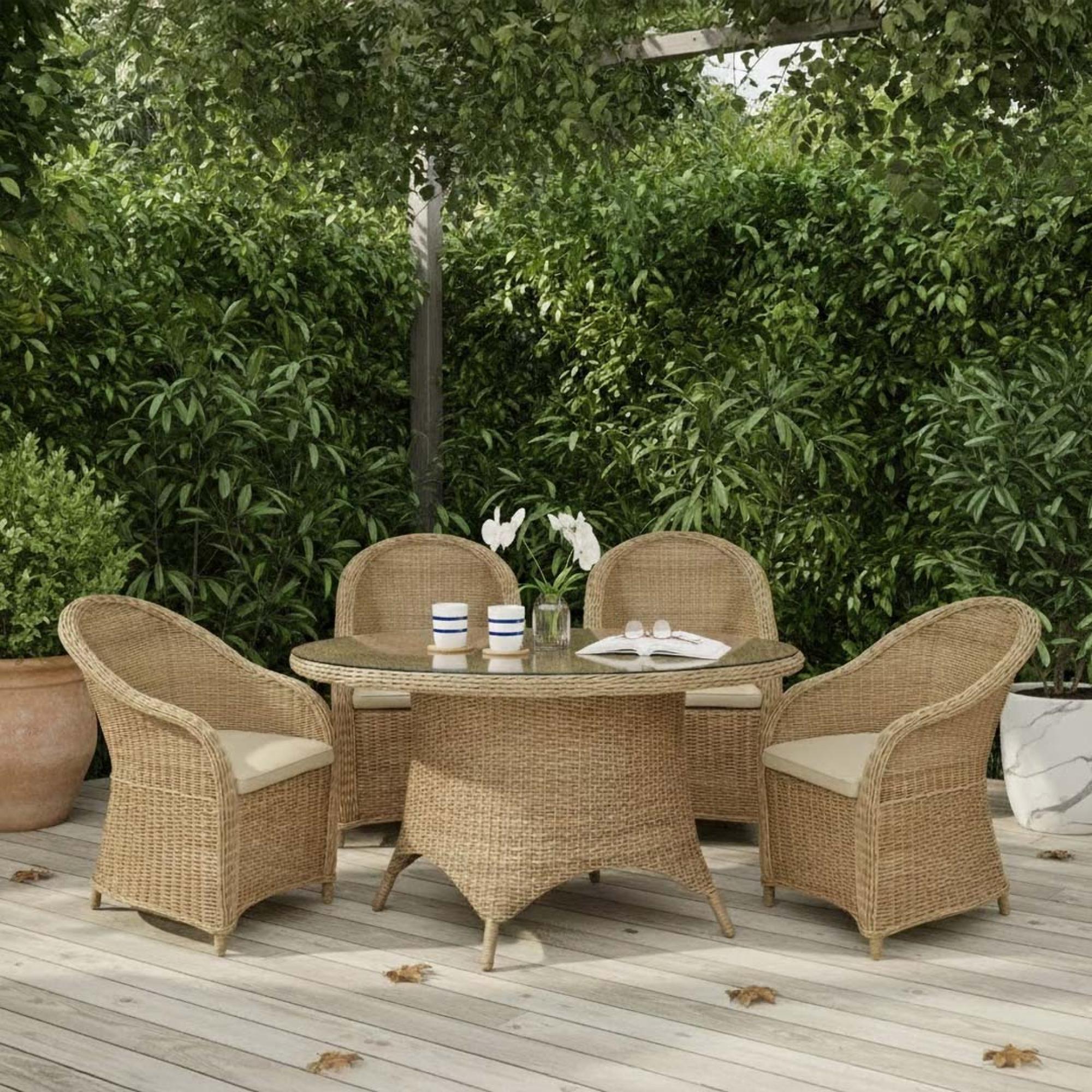 Brayford Outdoor Round Dining Set Small Natural Rattan