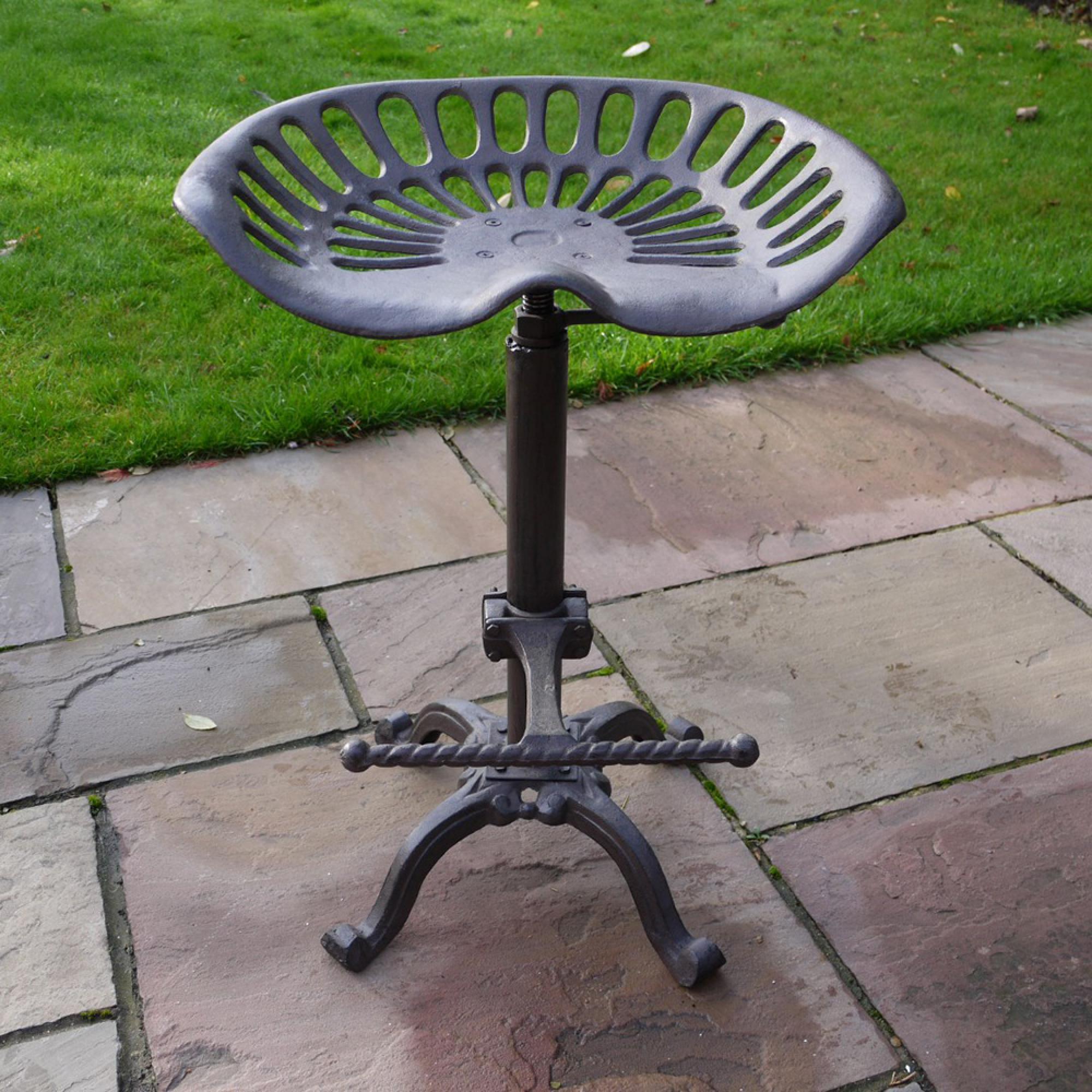 Adjustable Stool - Metal Tractor Seat
