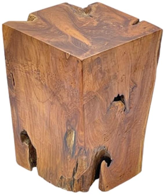 Teak Root Lamp Table - Block