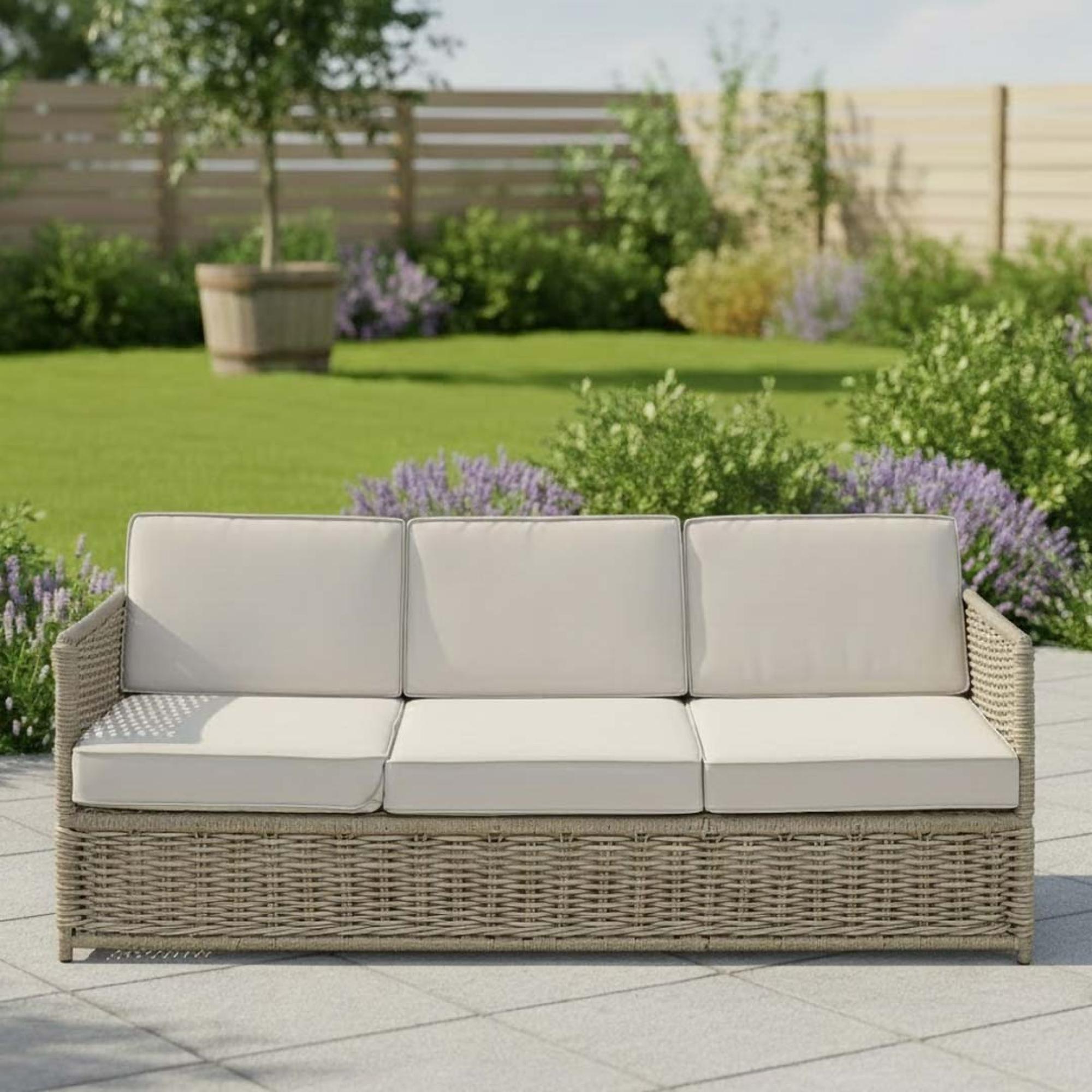 Harting Outdoor 3 Seater Sofa Light Rattan