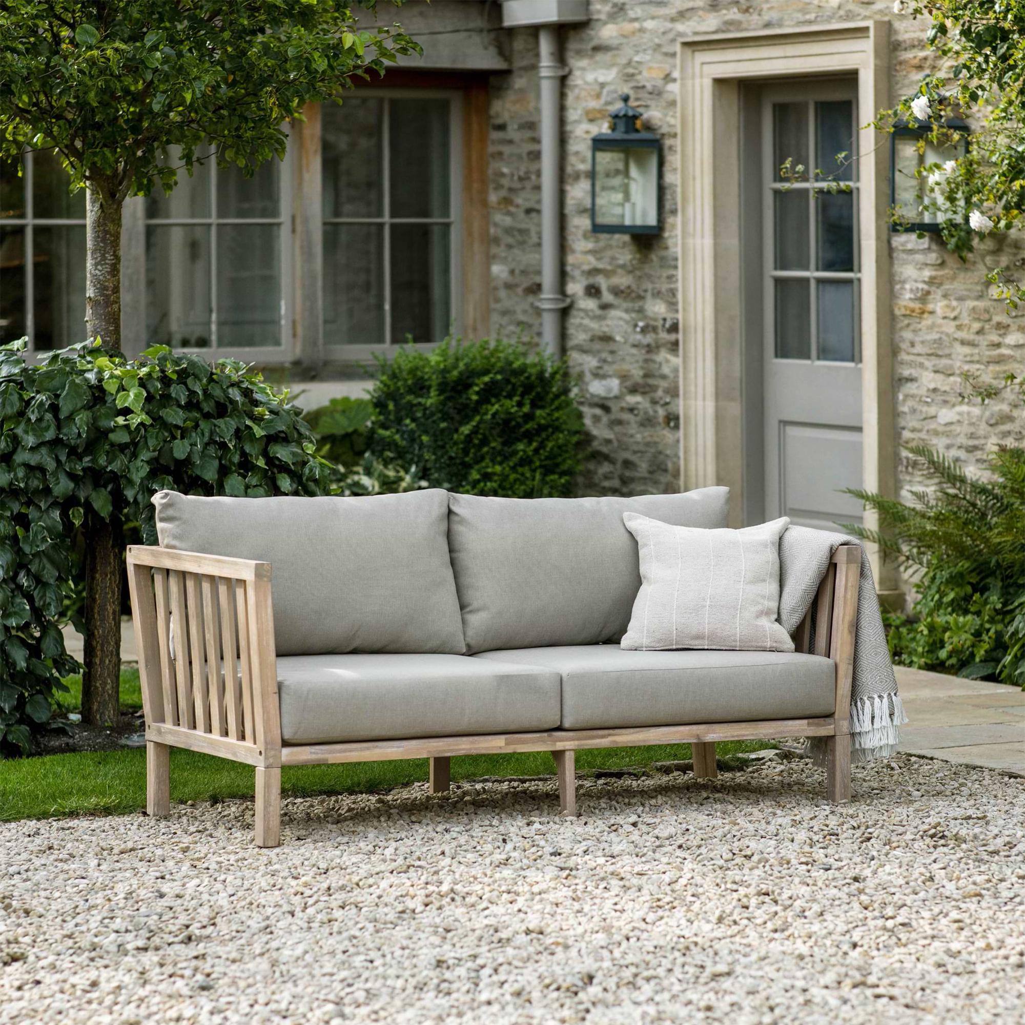 Porthallow Outdoor 2 Seater Sofa Natural Acacia Wood