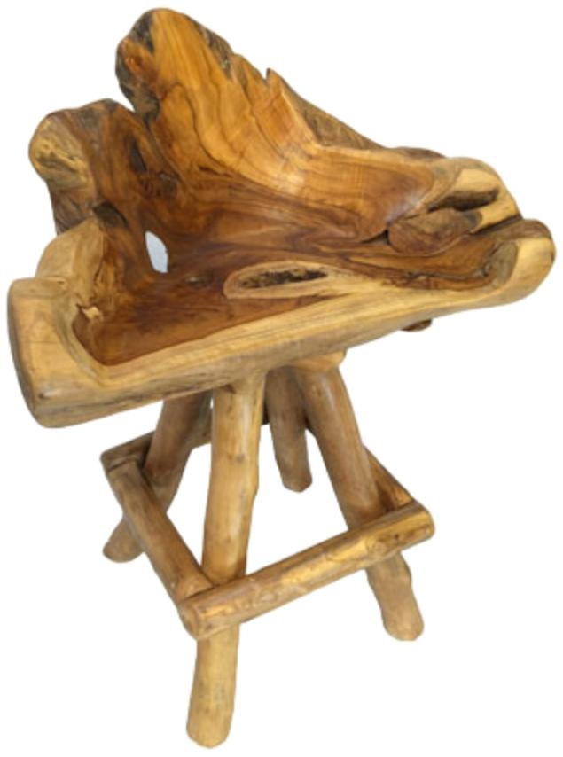 Teak Root Bar Tub - Swivel Stool