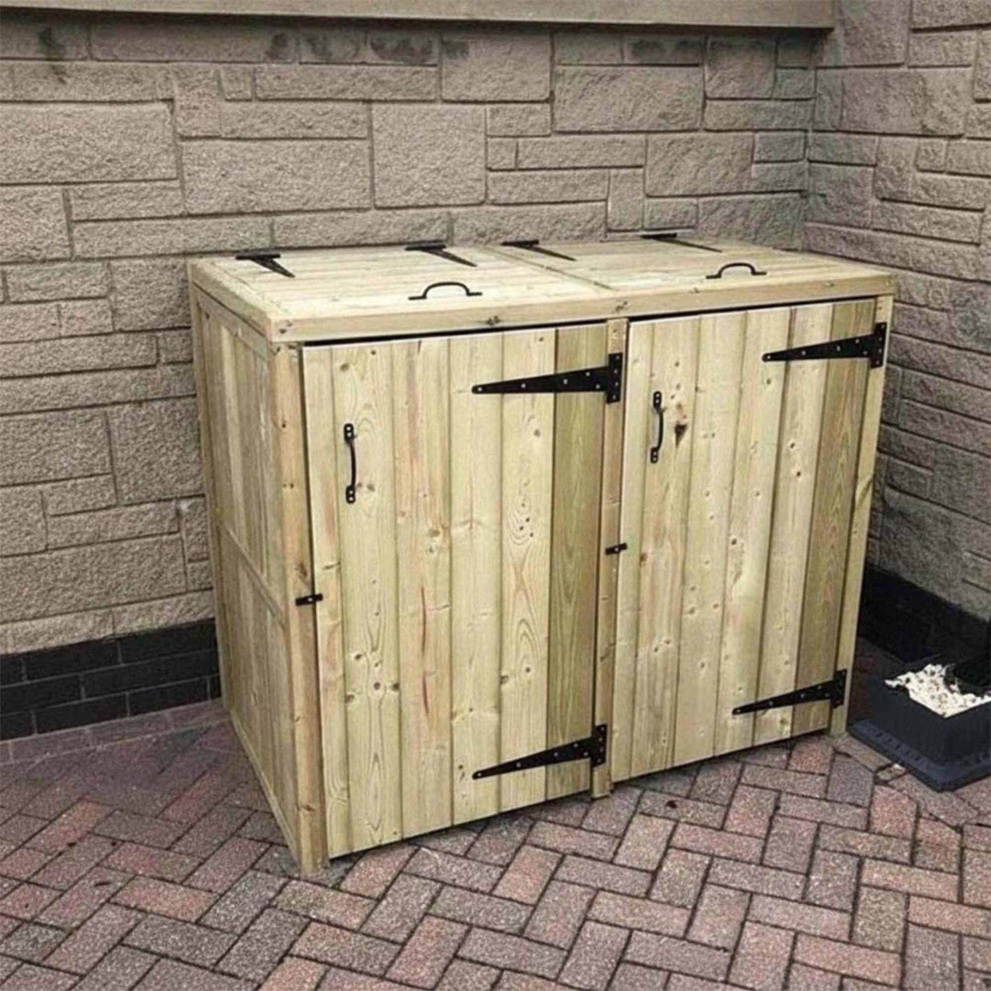 Garden Double Bin Store - Timber Wood