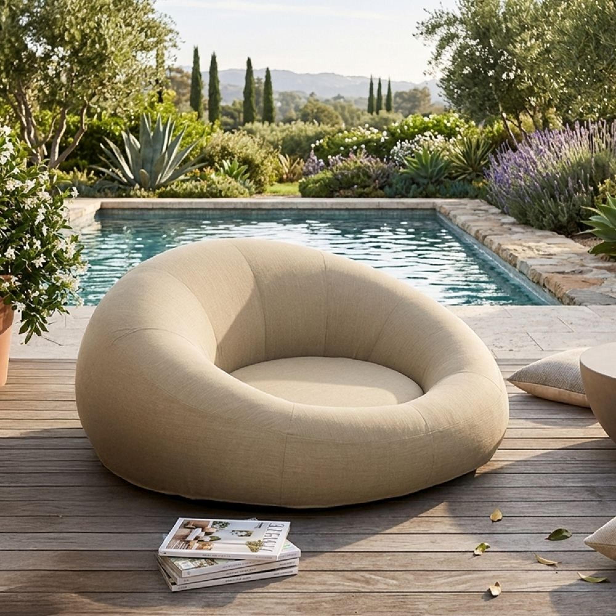 Donut Outdoor Round Day Bed - Beige - Polypropylene