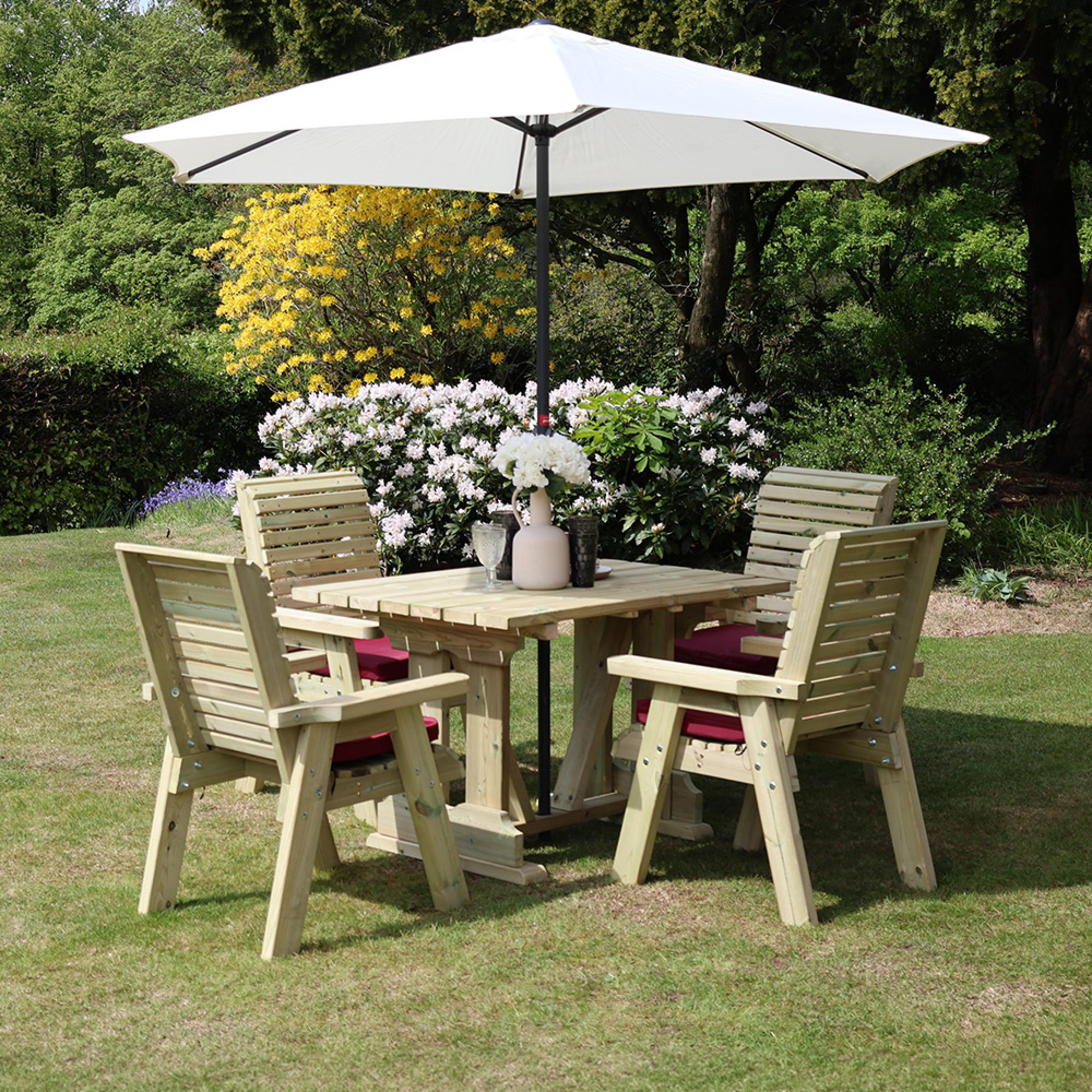 Ergo Garden Table Set - 4 Chairs - Redwood