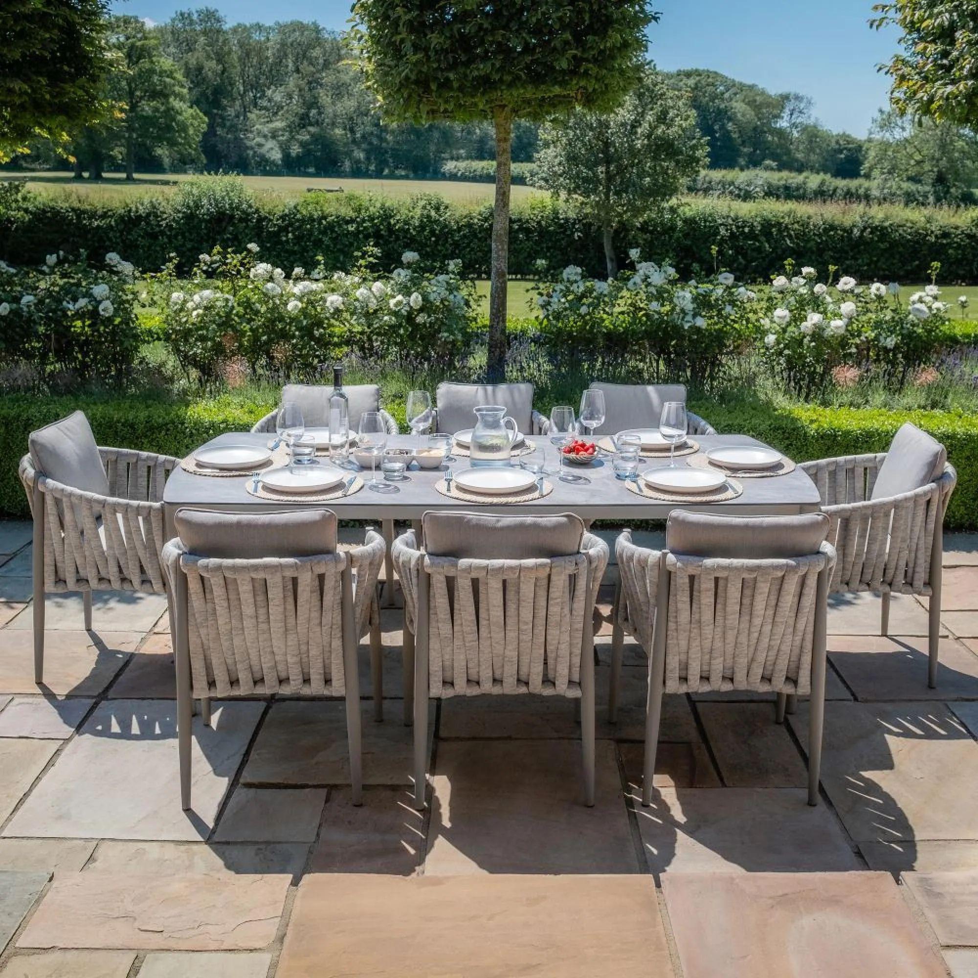 Milan Garden Dining Set - 8 Seater - 220cm - Cool Linen