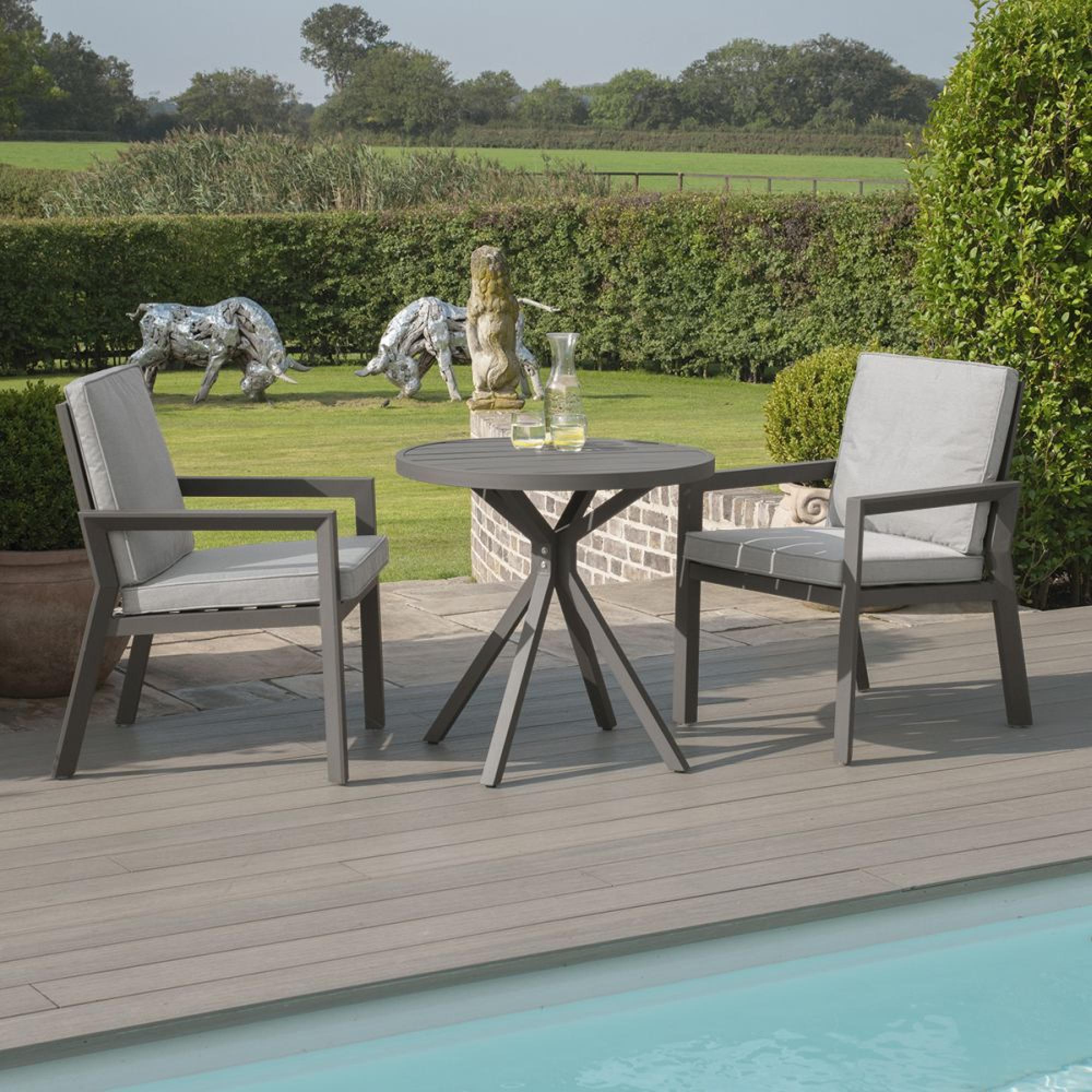 New York Round Garden Bistro Set - 2 Seater - Dove Grey