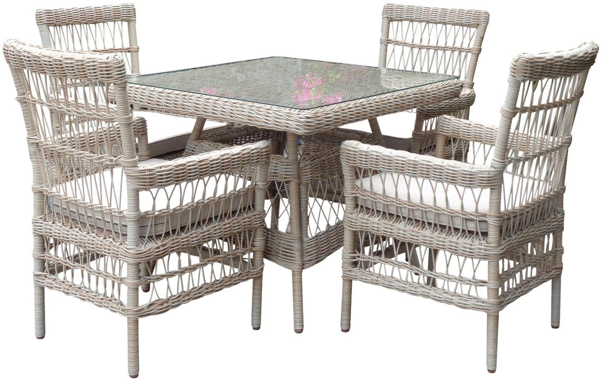 Provence Square Garden Dining Set - 4 Seater - 90cm - Rattan