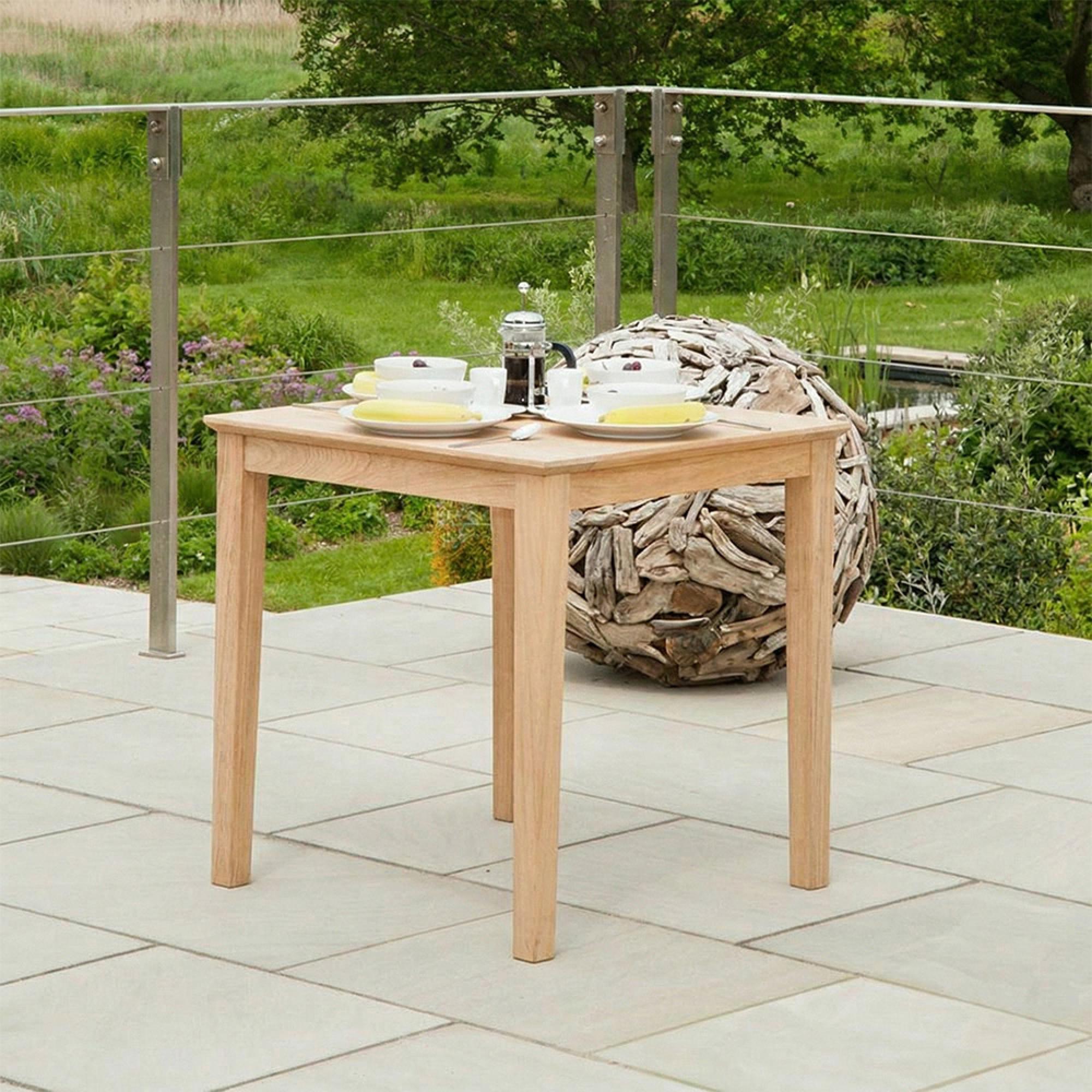 Roble Wood Square Cafe Garden Dining Table - 4 Seater - 80cm