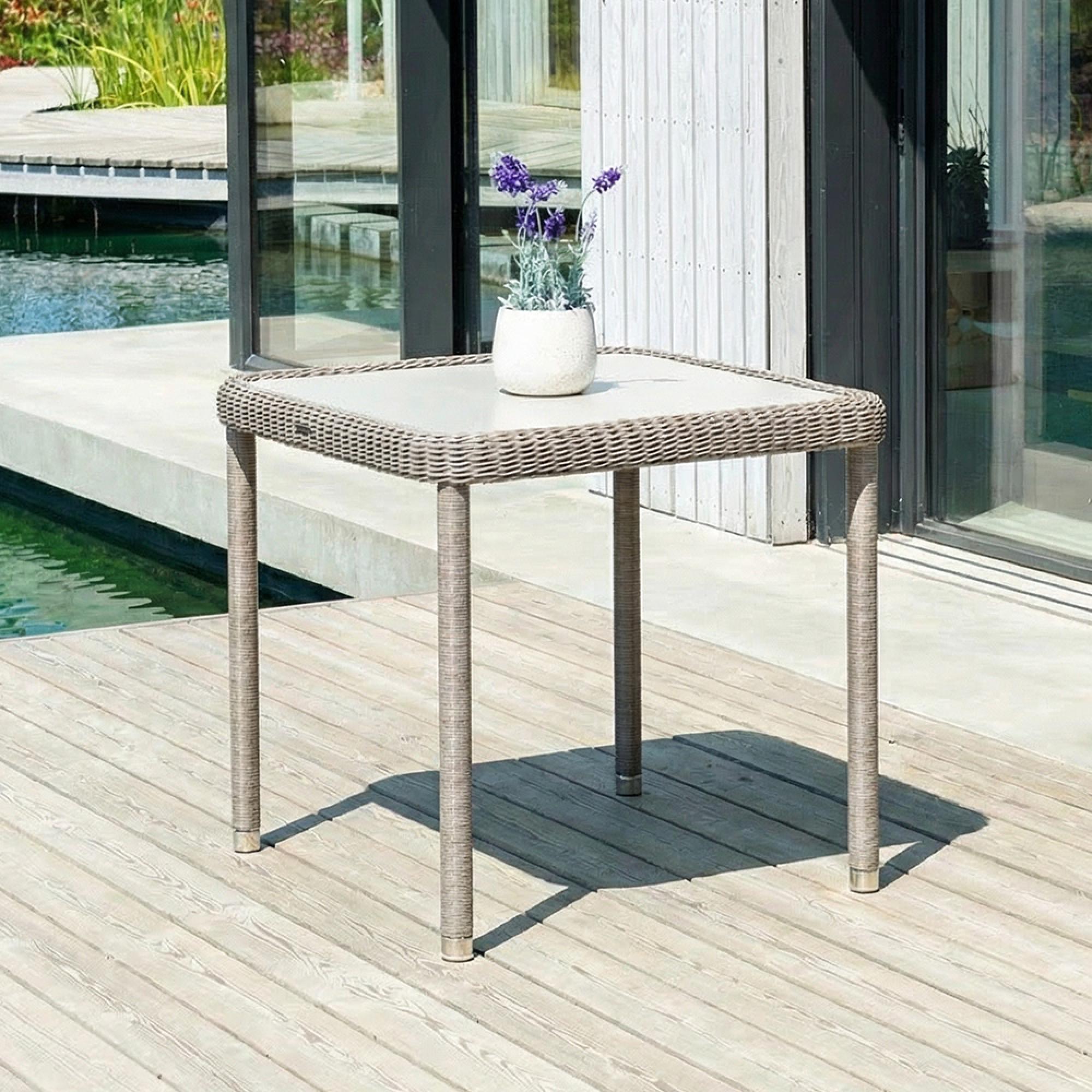 Hazelmere Square Dining Table - 4 Seater - 80cm - Garden - Grey Weave