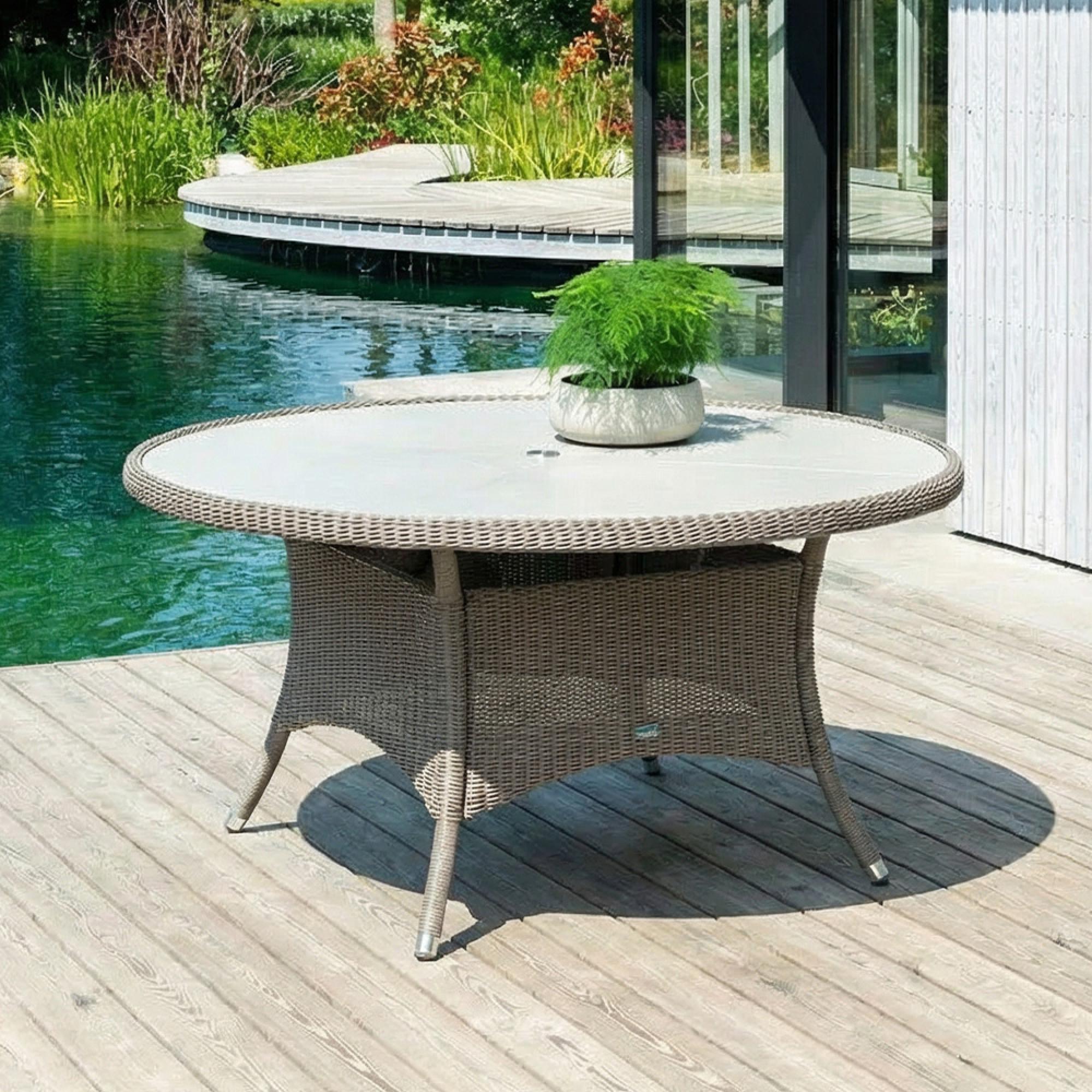 Hazelmere Square Dining Table - 6 Seater - 60cm - Garden - Grey Weave