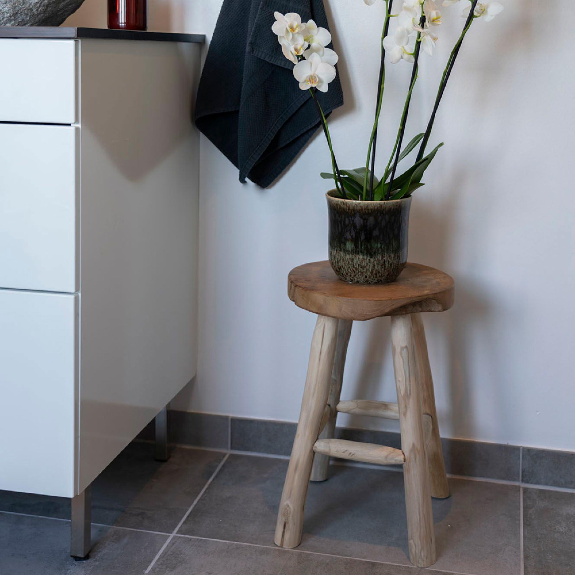 Badia Stool - Round - Teak Wood - Set of 2 - Natural