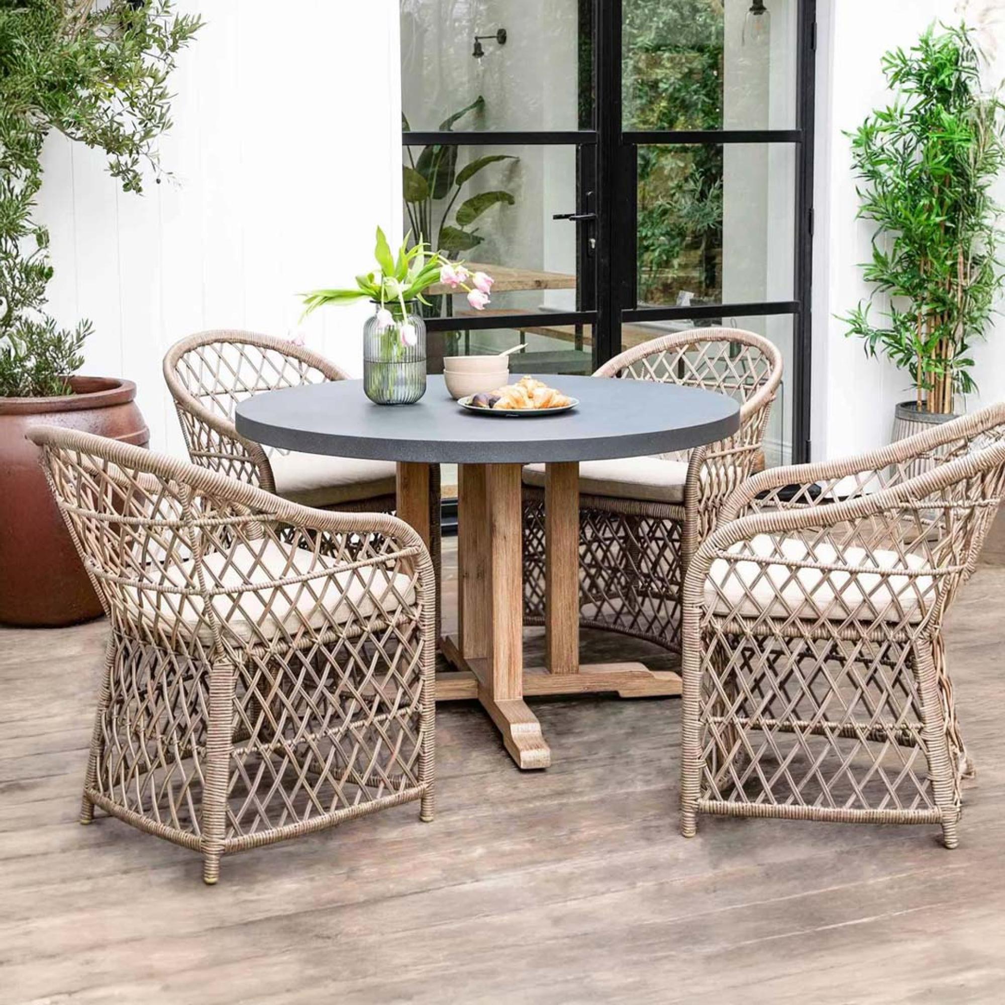 Burcot Outdoor Round Dining Table Medium Slate Grey