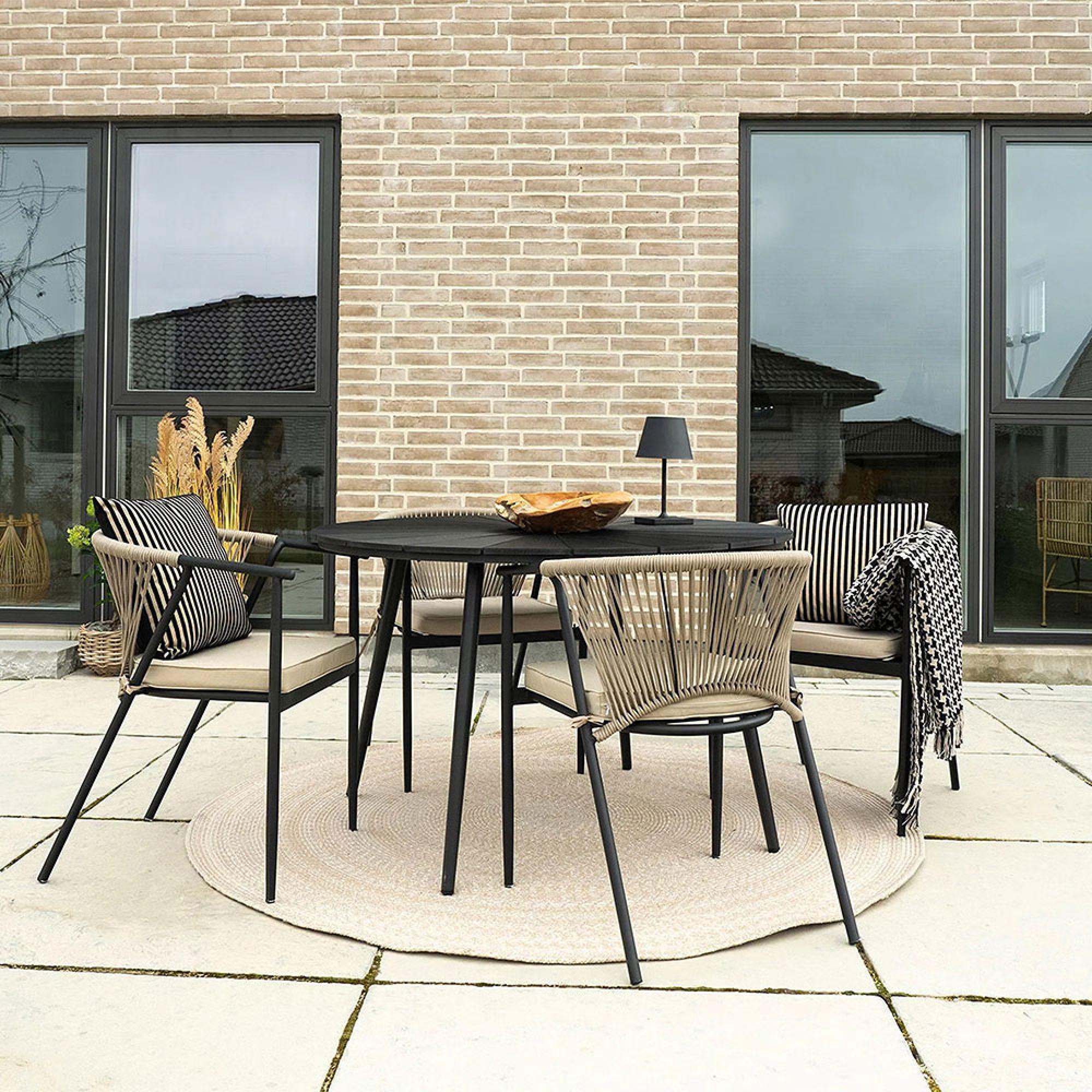 Clearance - Atlanta Round Garden Dining Table - 4 Seater - Black - Wood - 120cm - FSS16337