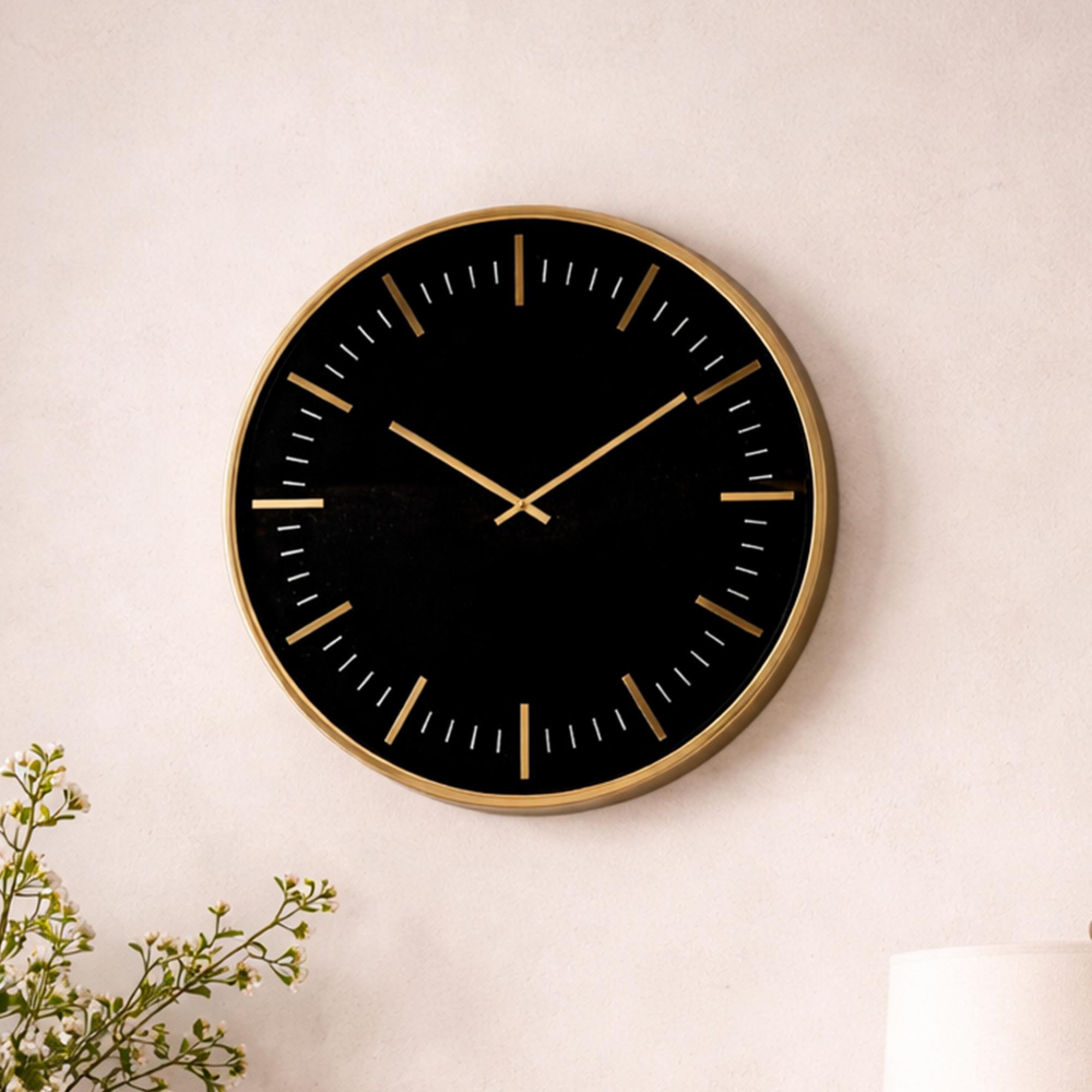 Clearance - McGowan Rutherford Wall Clock - Round - Black & Gold - A469