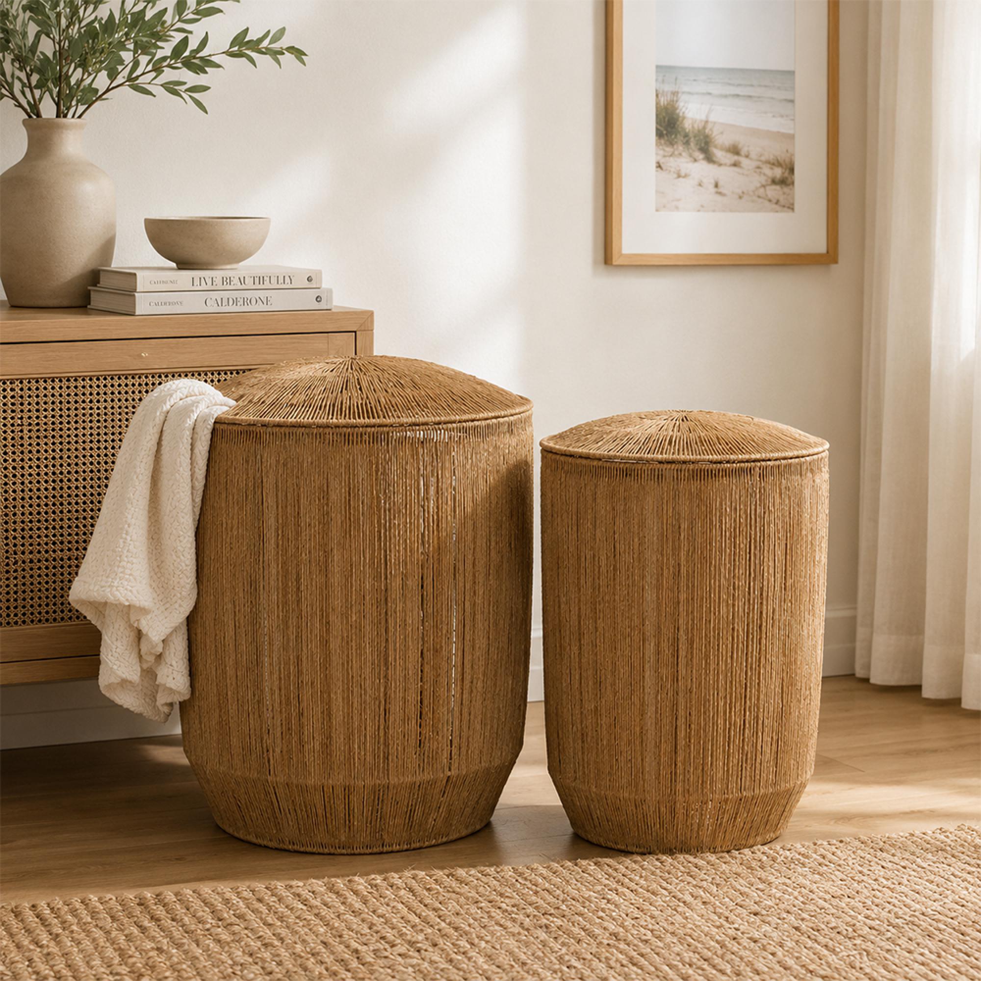 Dantya Ball Storage Basket - Set of 2 - Long - Natural - Jute