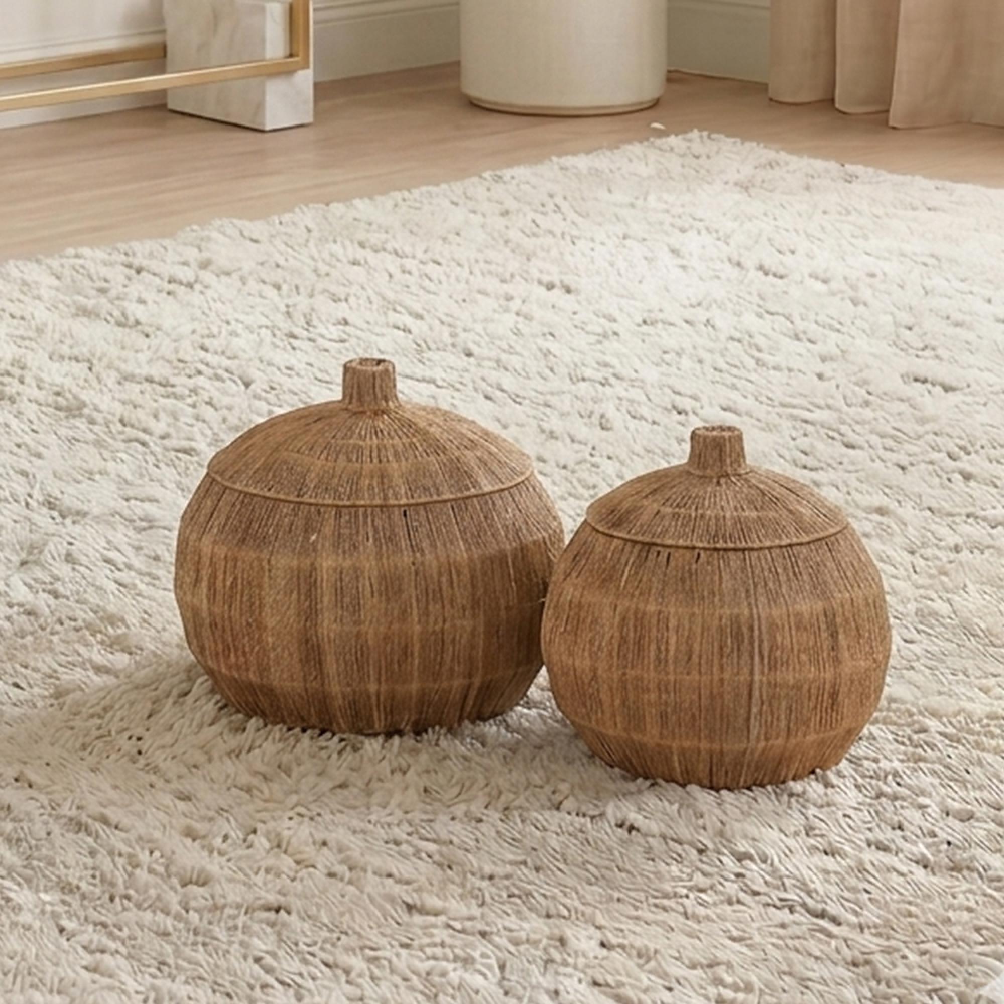 Dantya Ball Storage Basket - Set of 2 - Natural - Jute