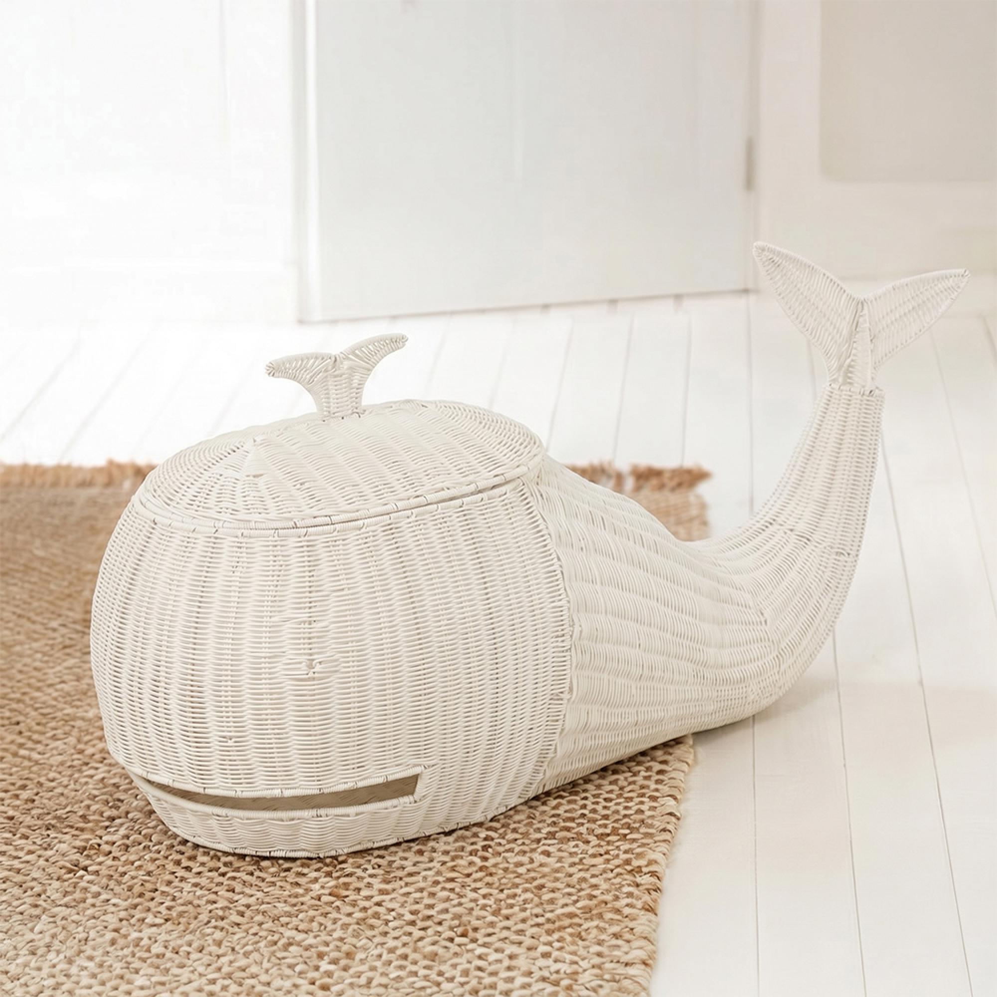 Whale Storage Basket - White - Synthetic