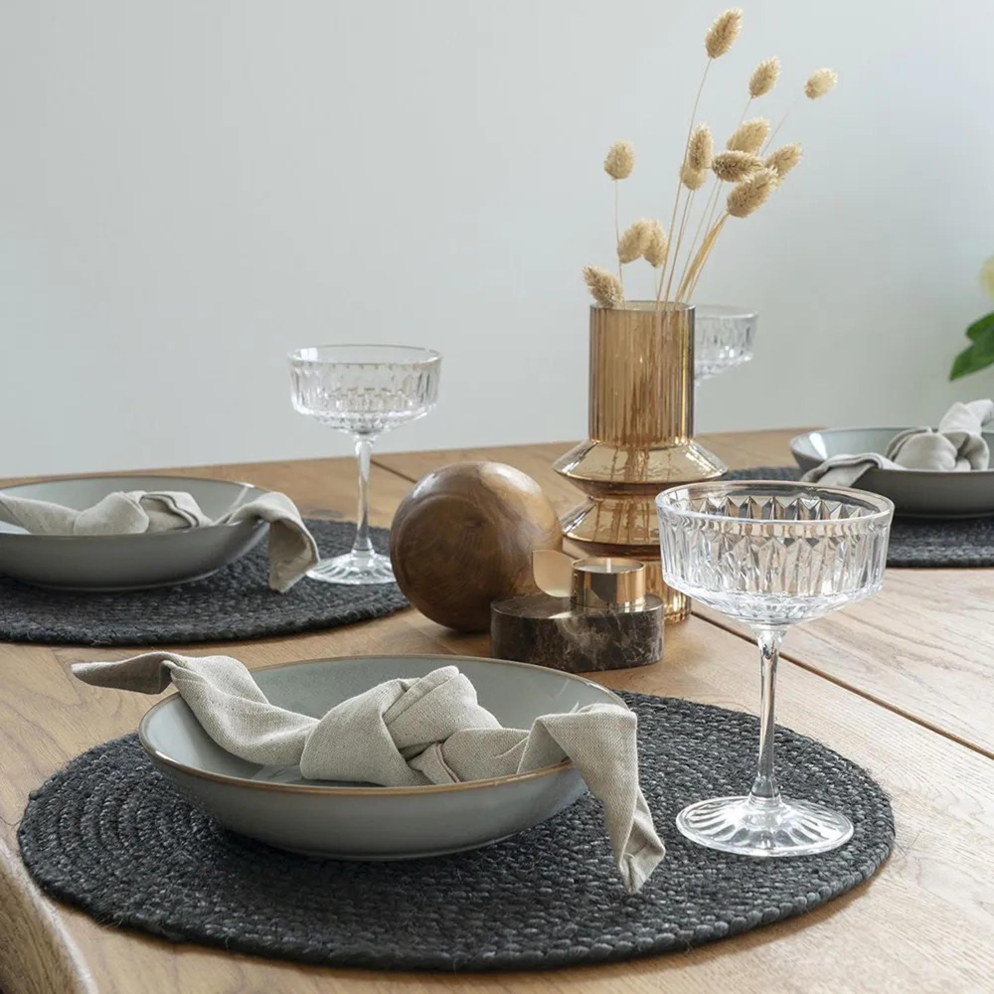 Bombay Jute Braided Round Placemat - Set of 4 - Dark Grey