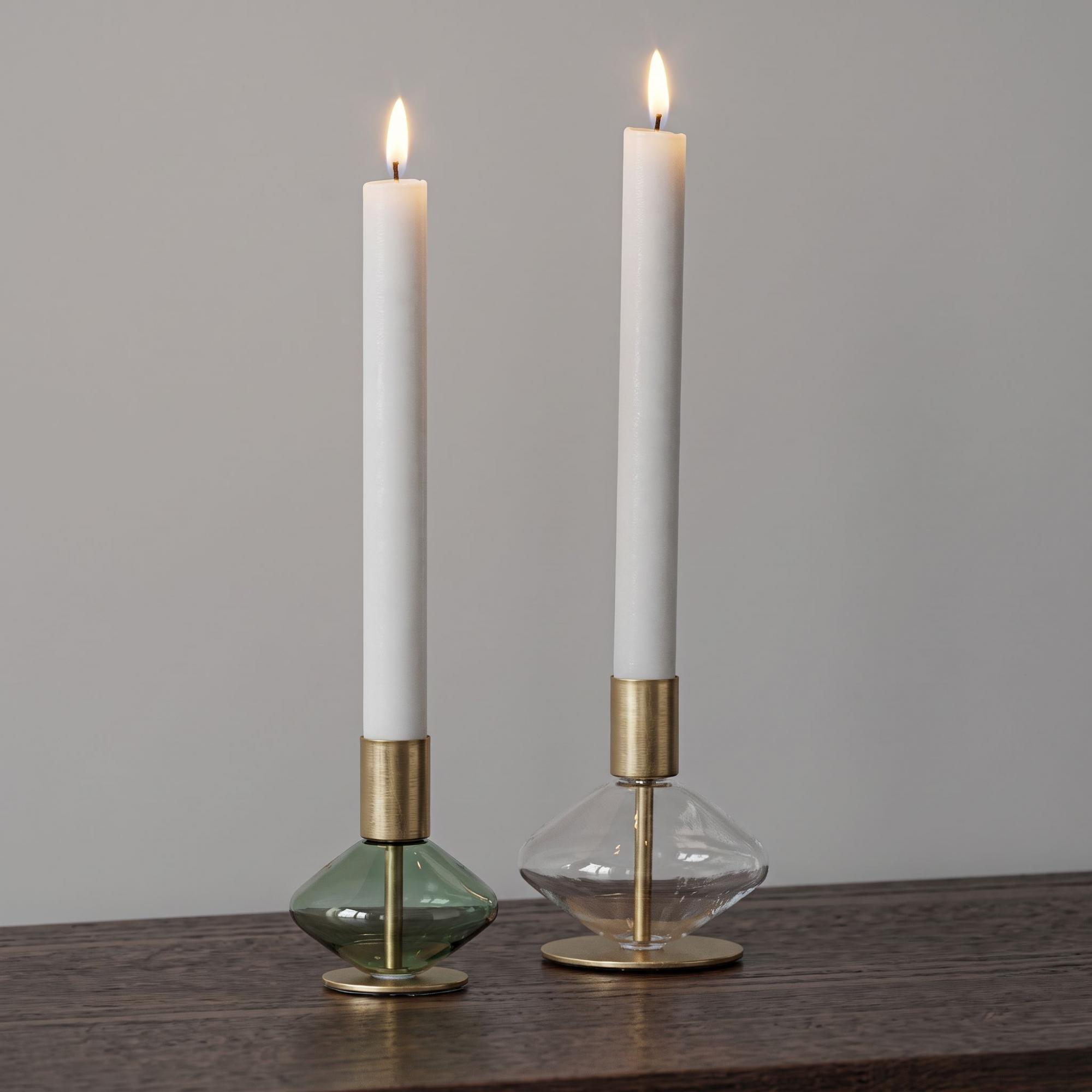 Candle Holder - Set of 2 - Glass and Metal