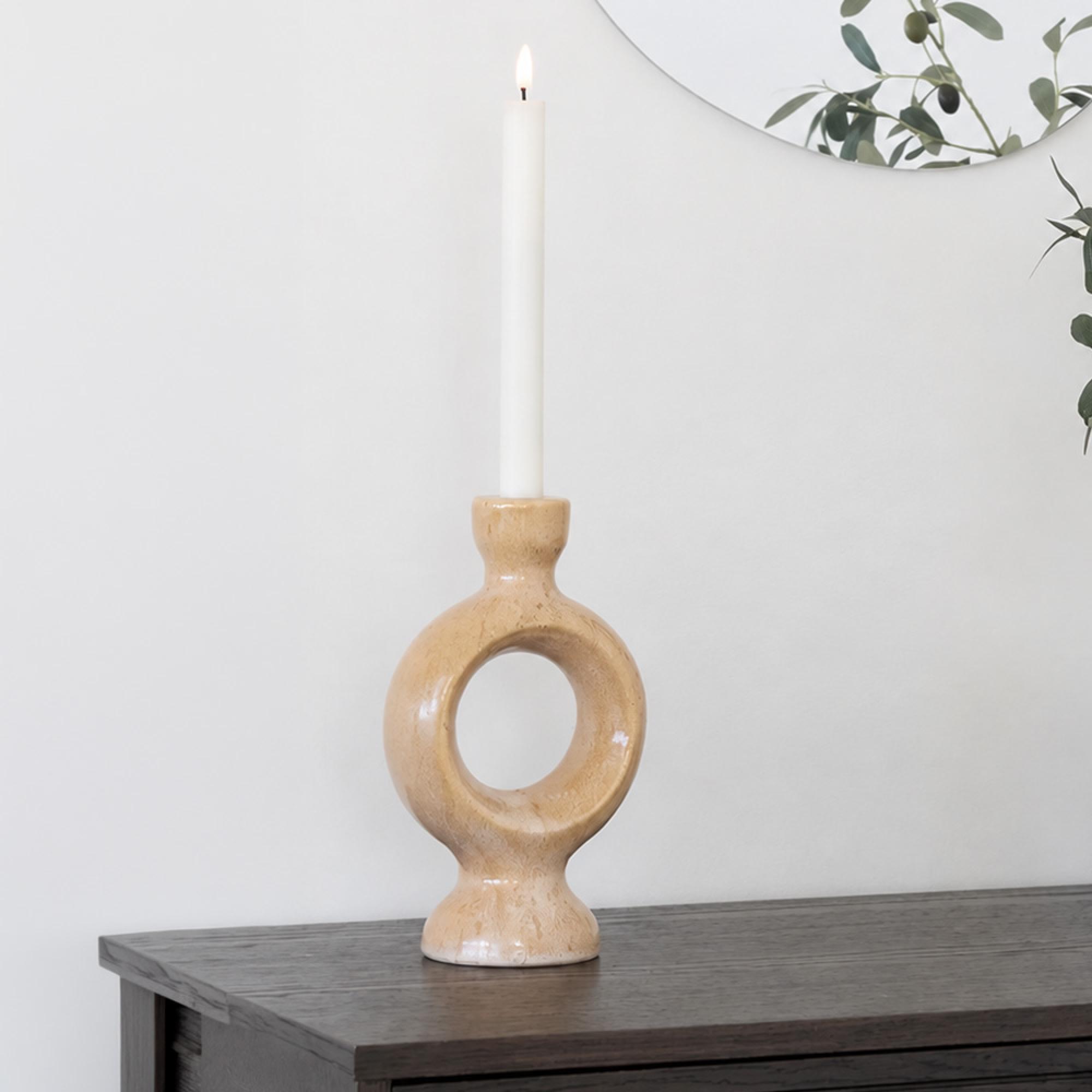 Candle Holder - Small - Brown Ceramic