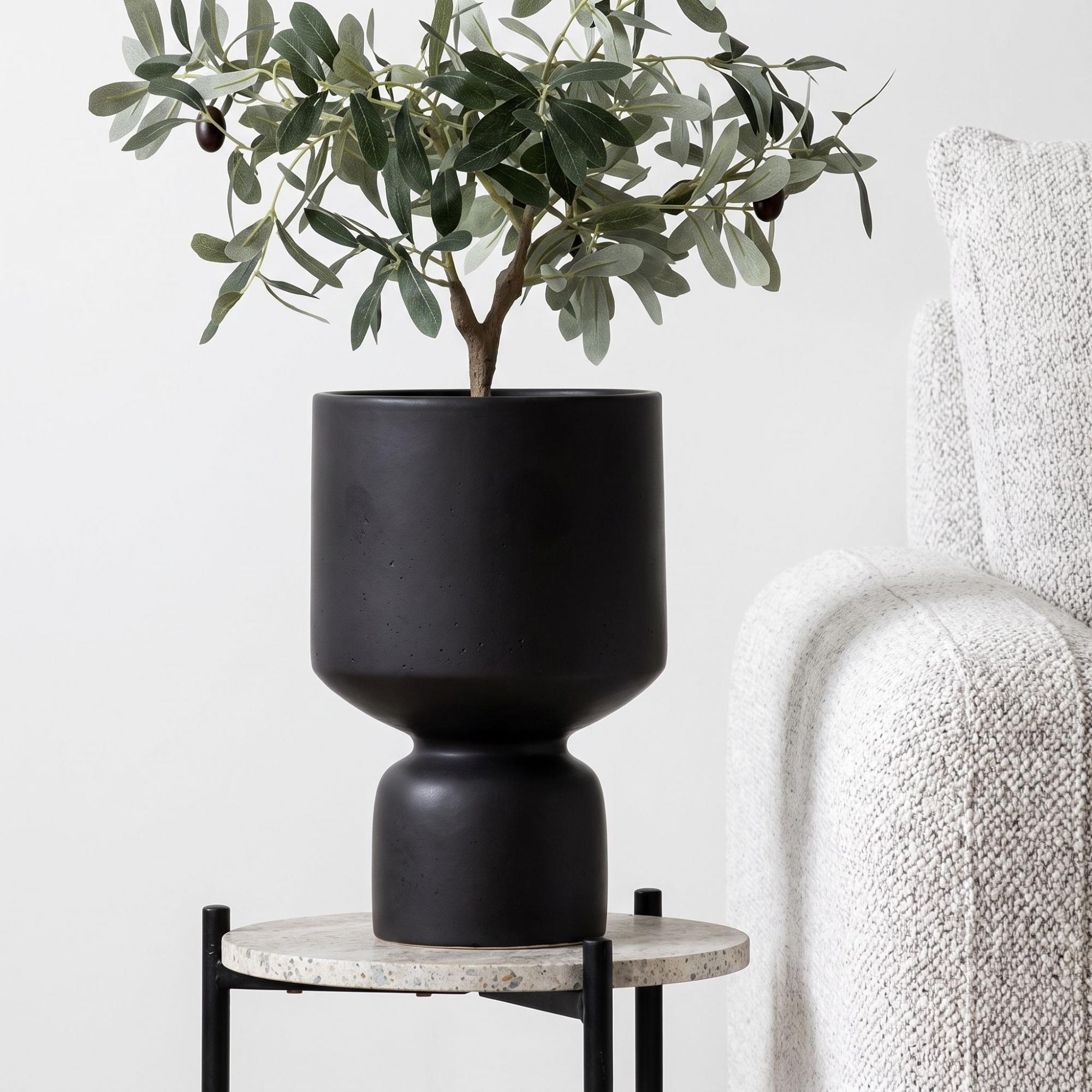 Flower Pot - Ceramic - Black