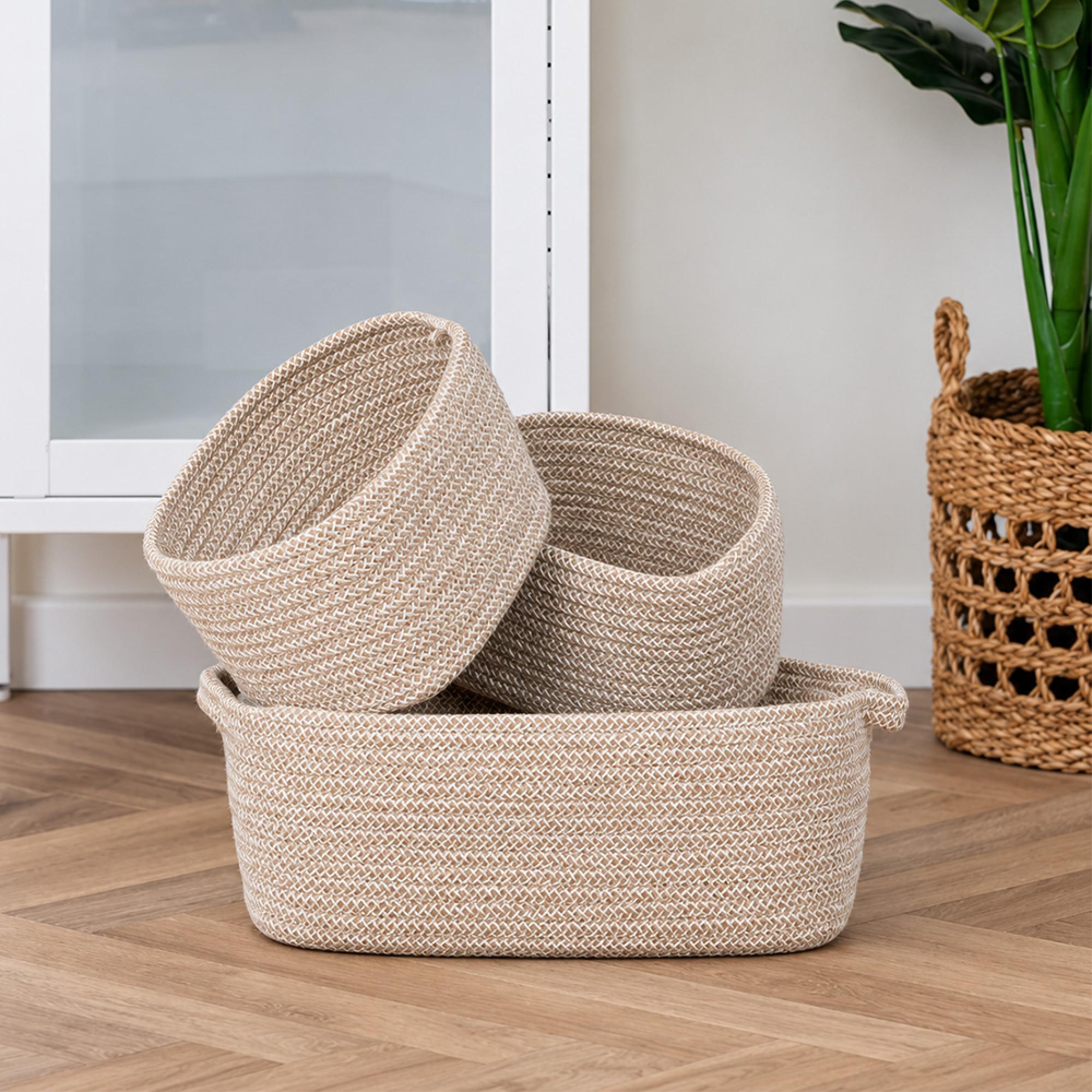 Mora Basket - Set of 3 - Fabric - Beige