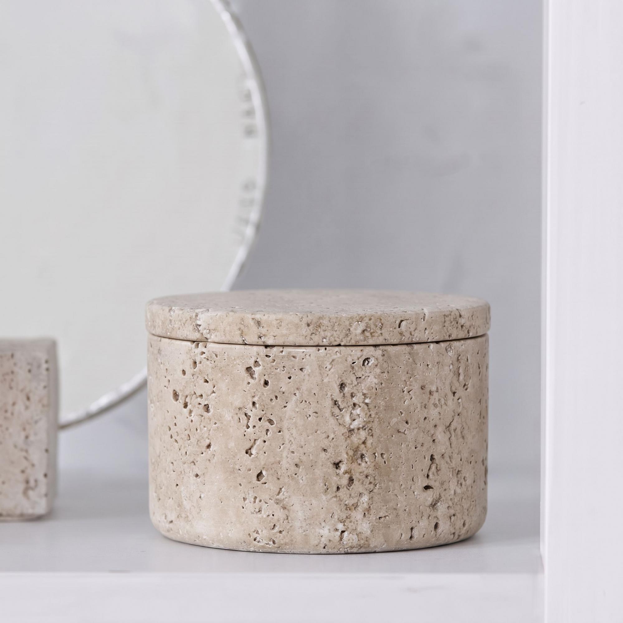 Storage Jar - Round - Travertine - Natural