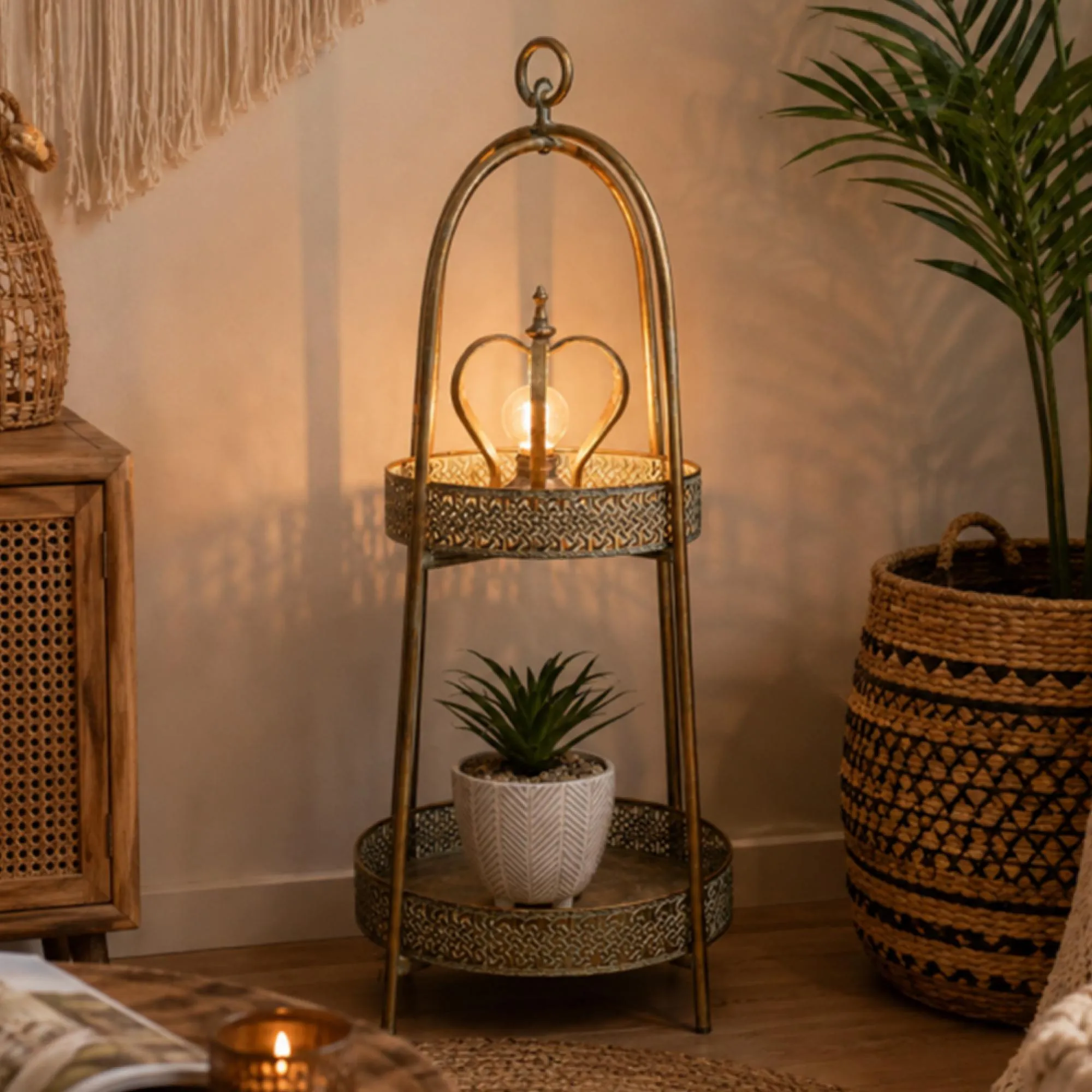 Moroccan Style Shelves - 2 Tier - Set of 2 - Metal