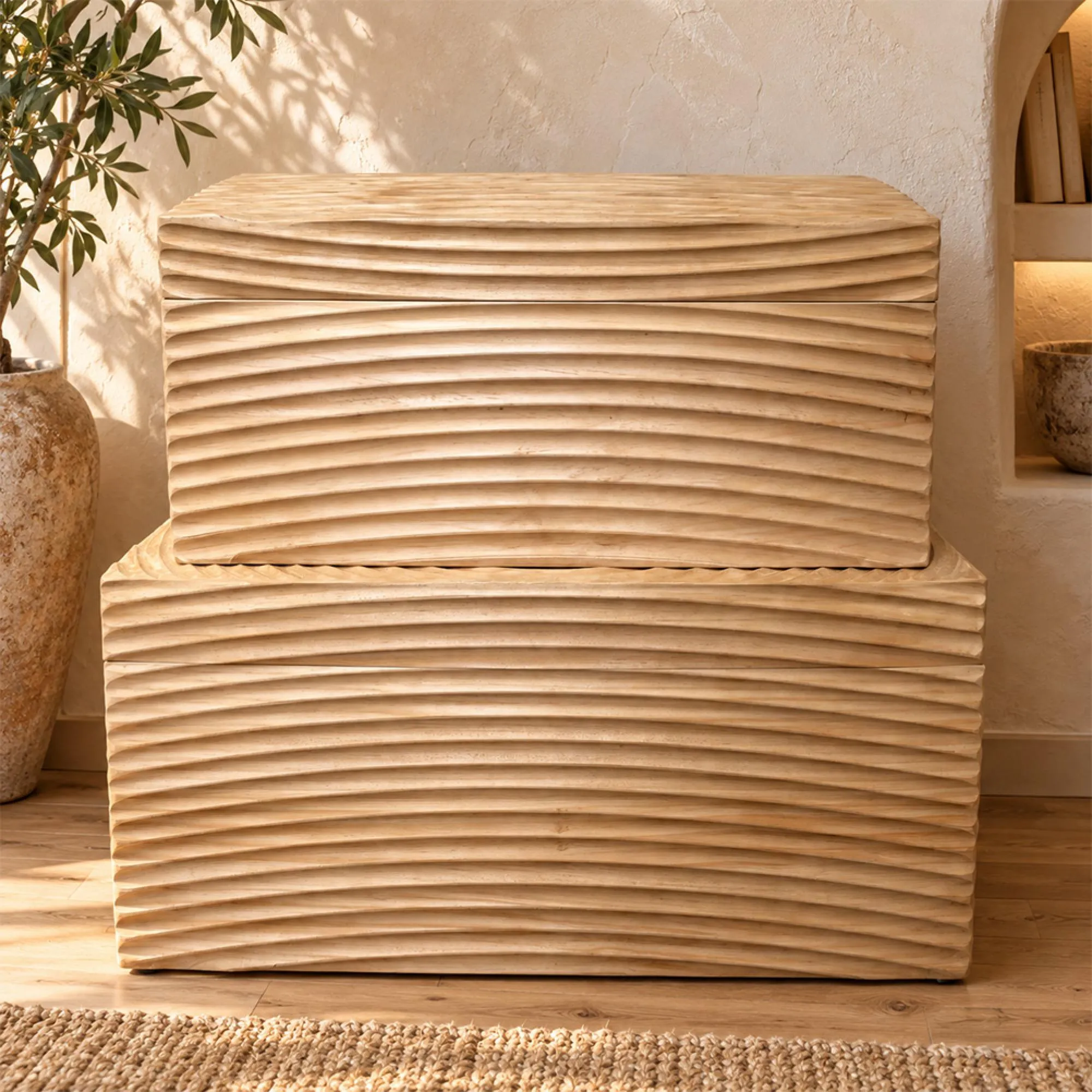 Storage Box - Set of 2 - Fir Wood