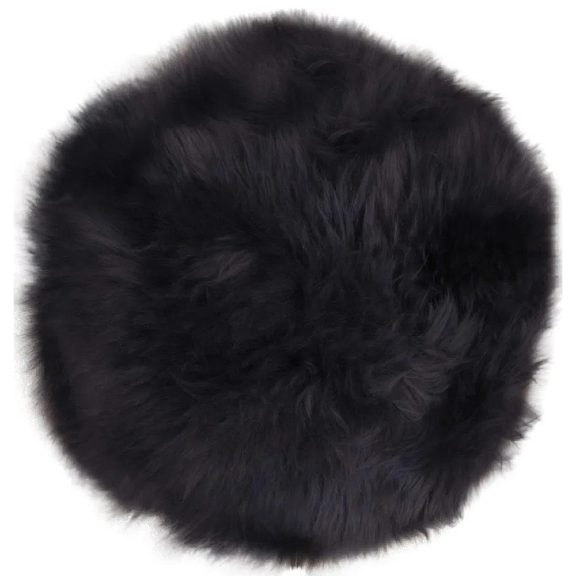 Round Seat Cushion - Lambskin - Black