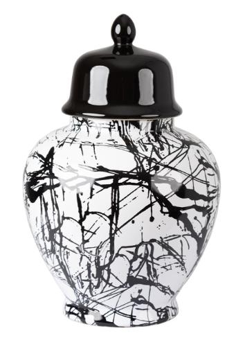 Ginger Jar - Black and White Splash