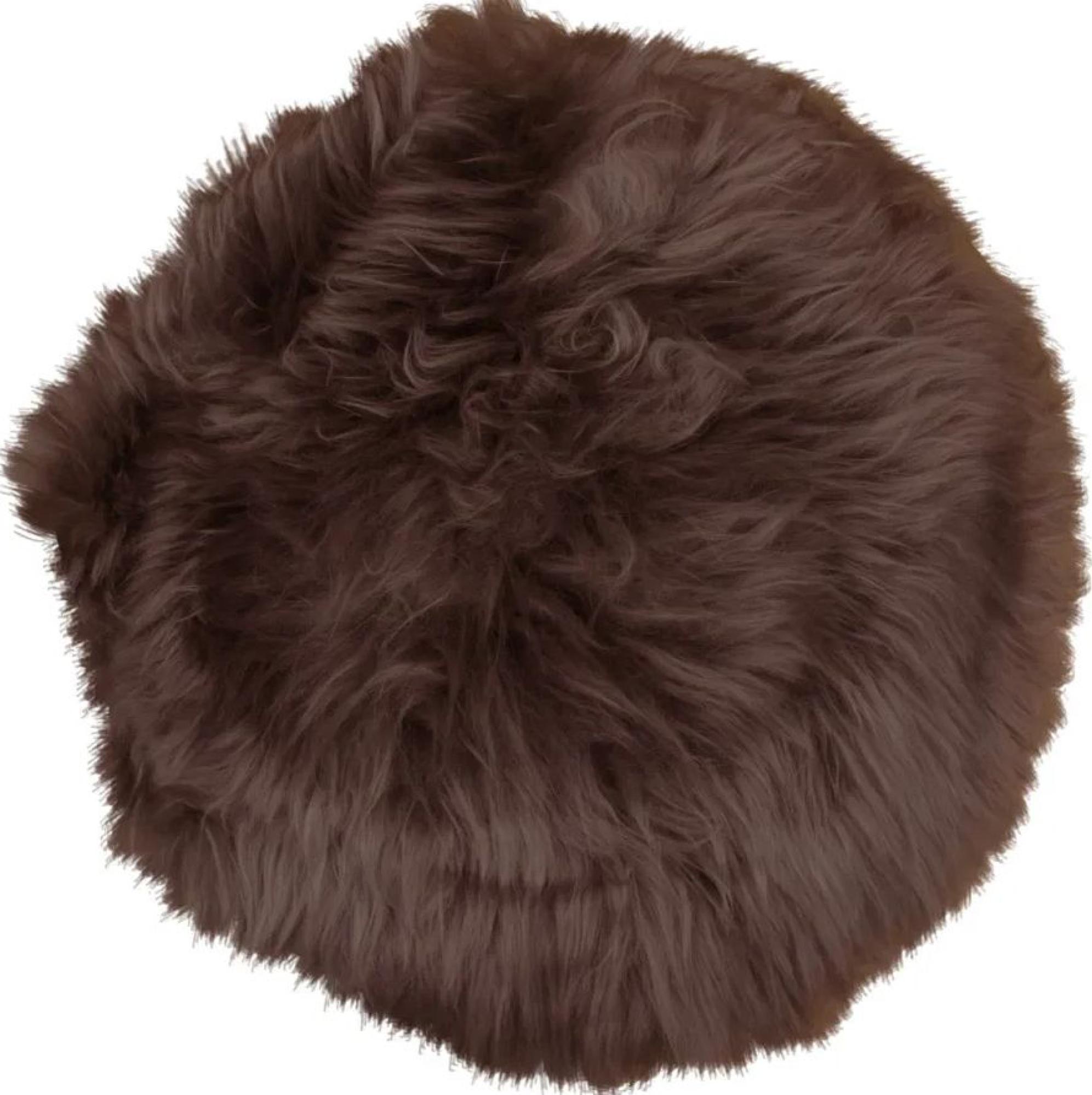 Round Seat Cushion - Lambskin - Brown
