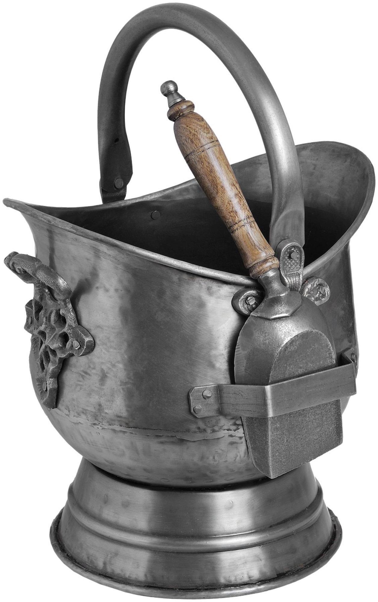 Coal Bucket with Shovel - Silver Steel