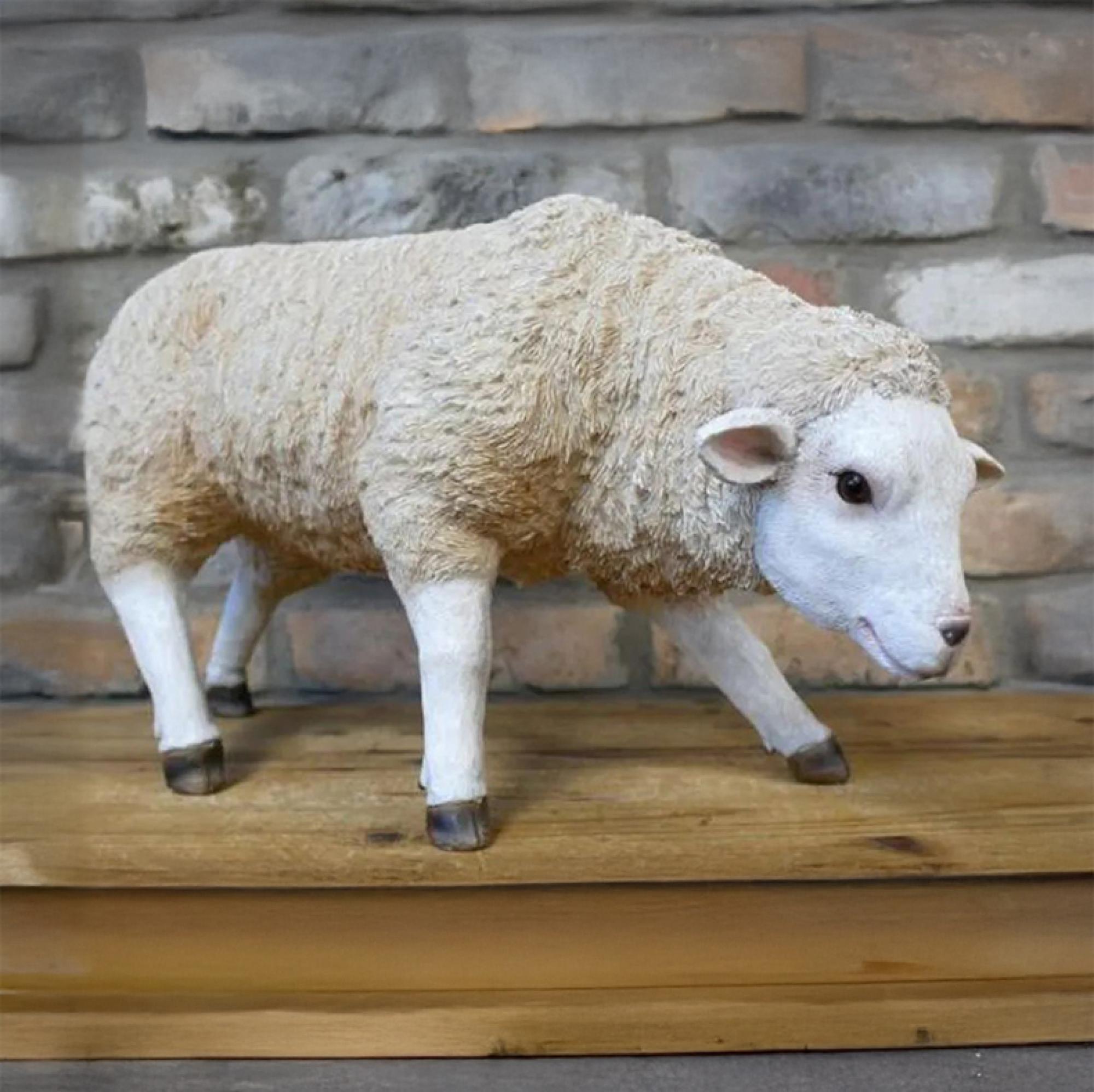 Clearance - Cream Resin Sheep Sculptures - Set of 2 - A312