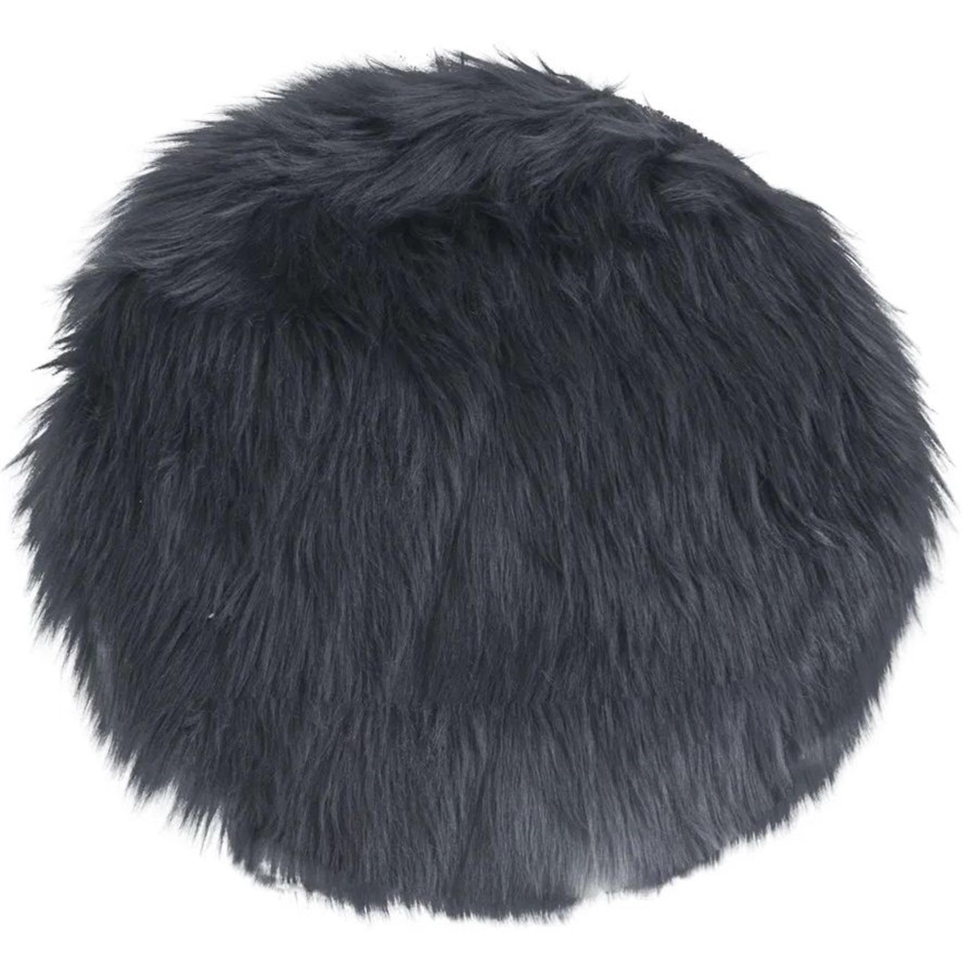 Round Seat Cushion - Faux Lambskin - Grey